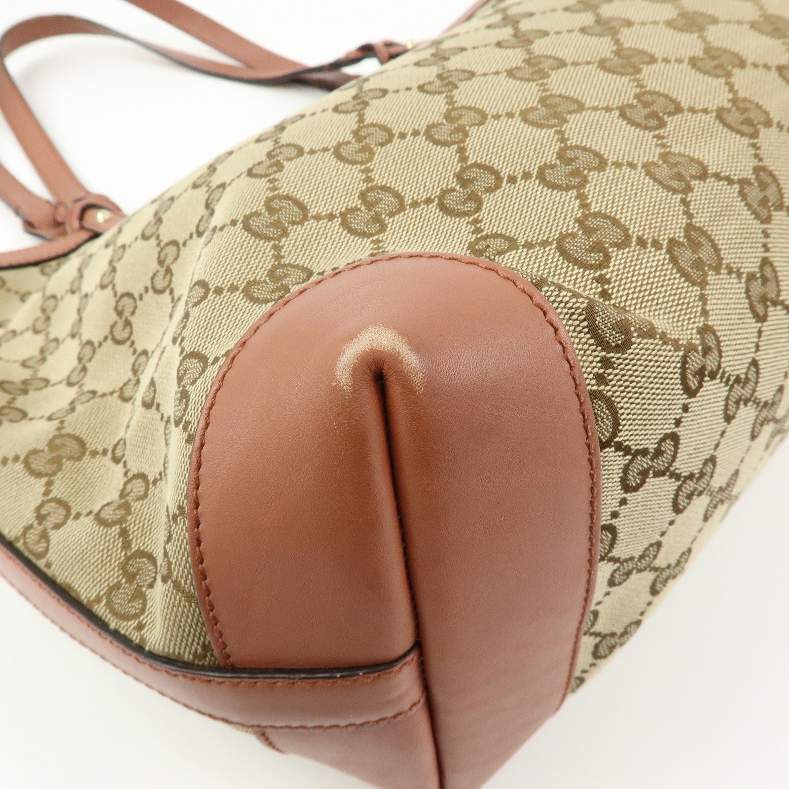 GUCCI GG Canvas Leather Tote Bag Shoulder Bag Beige Pink 247209