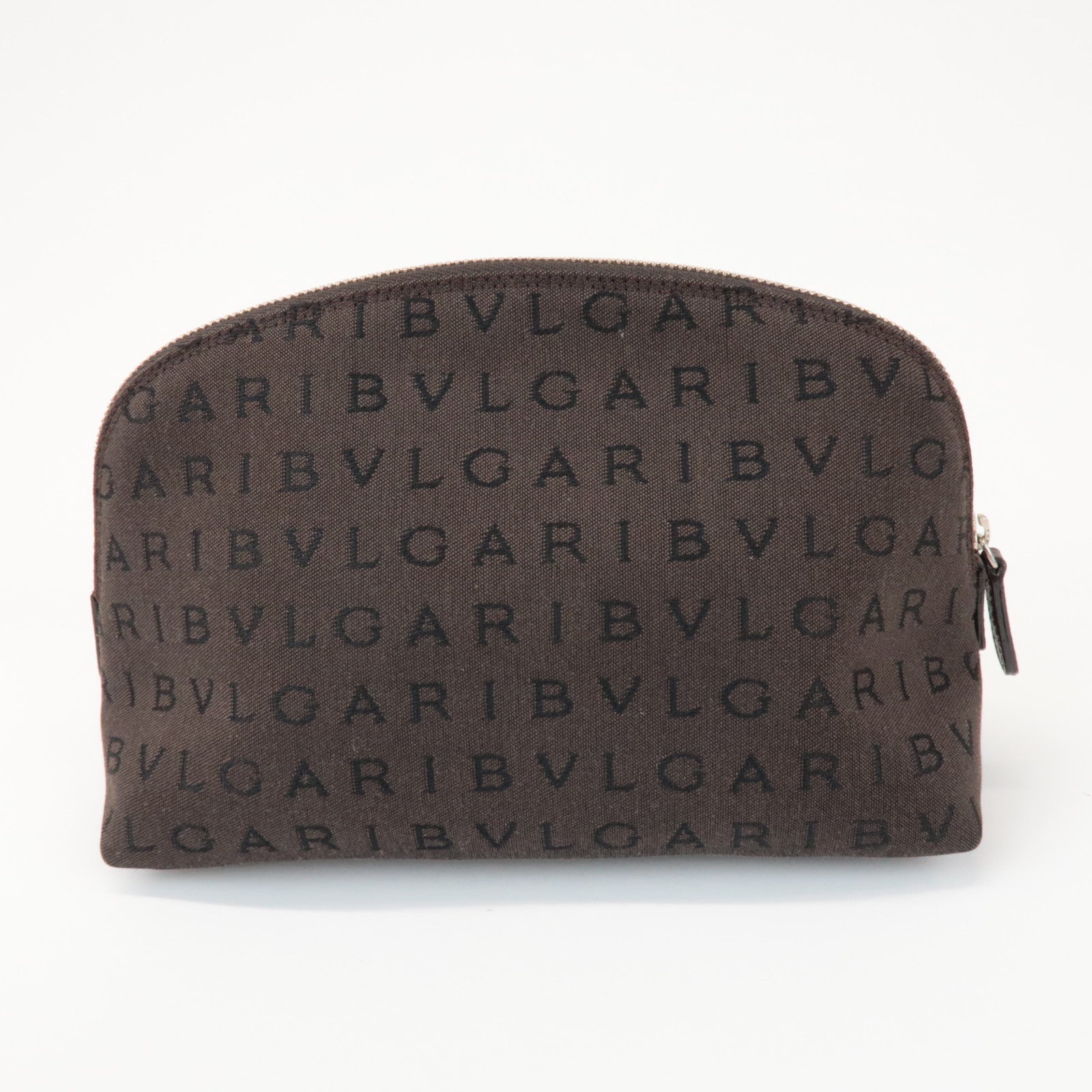 BVLGARI Logomania Canvas Pouch Cosmetic Pouch Dark Brown