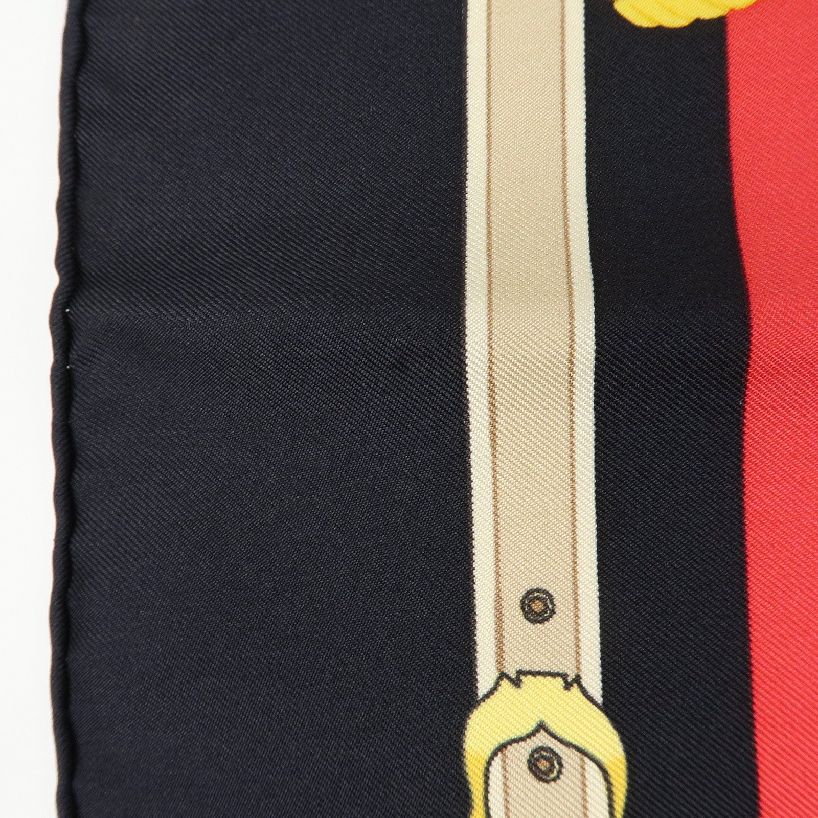 HERMES Carre 90 Silk 100% Scarf LES MUSEROLLES Black Red Gold
