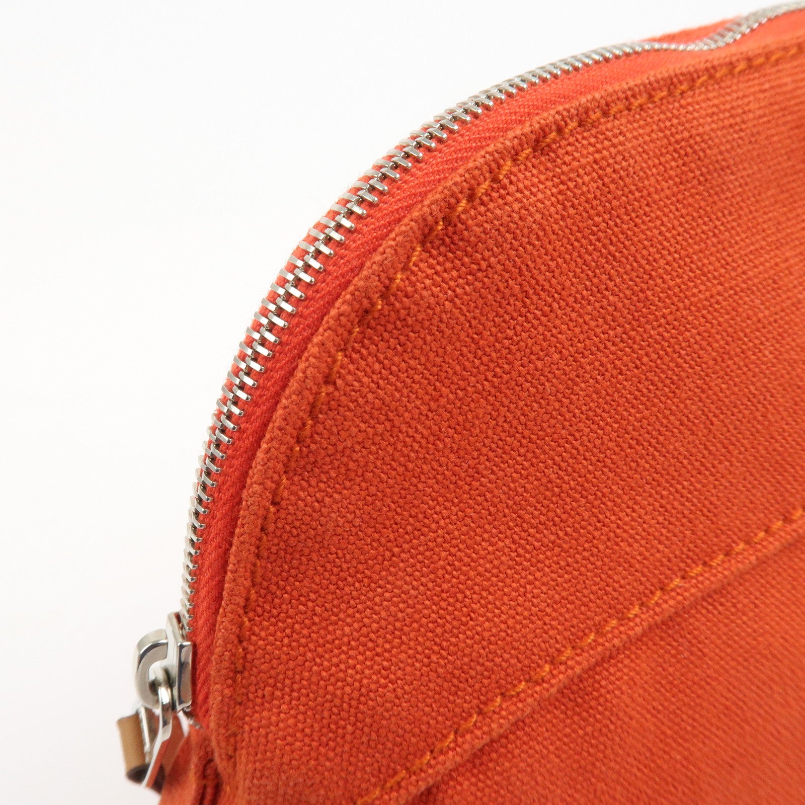 HERMES Canvas Leather Bolide Pouch MM Cosmetic Pouch Orange