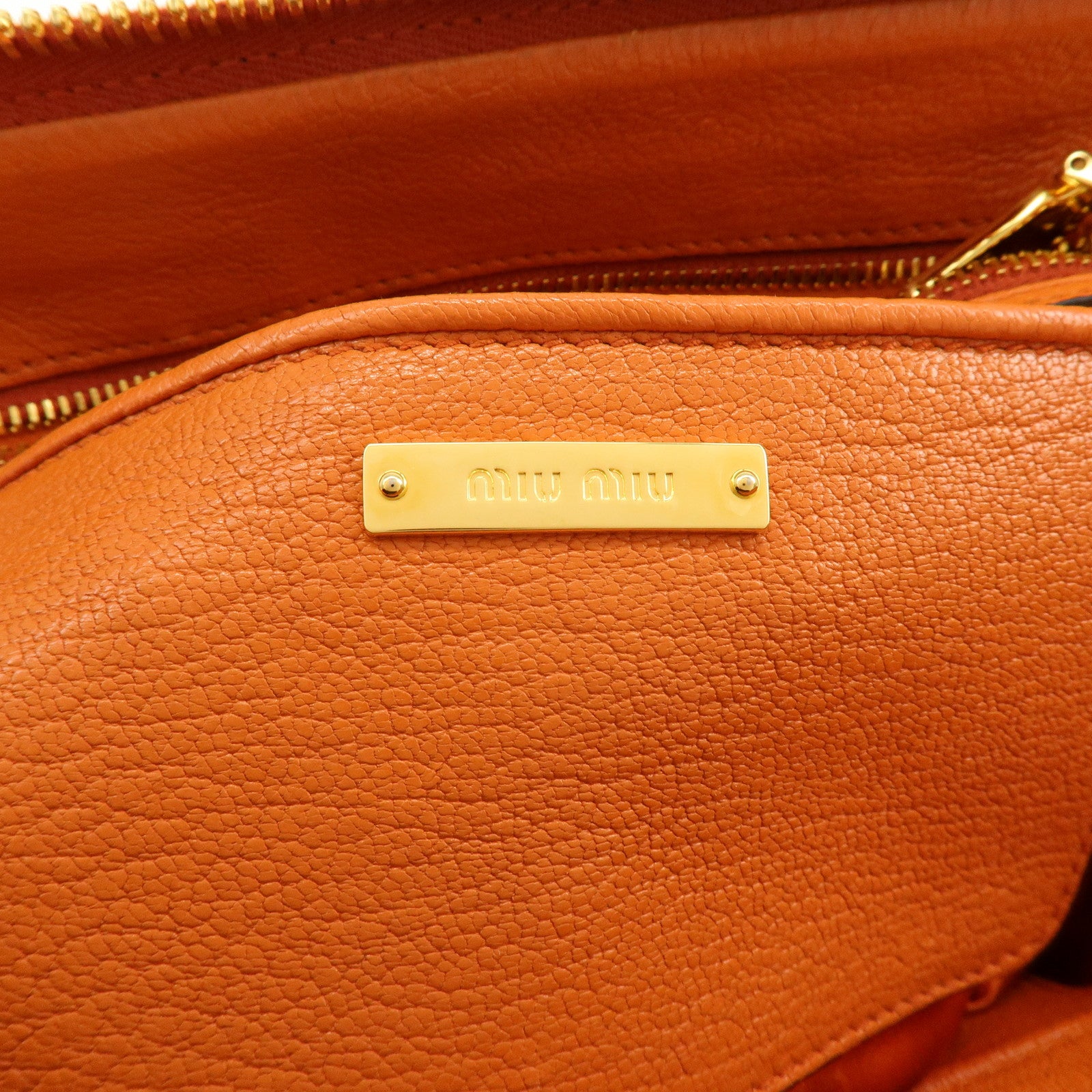 MIU MIU Madras Leather 2Way Bag Hand Bag Shoulder Bag Orange