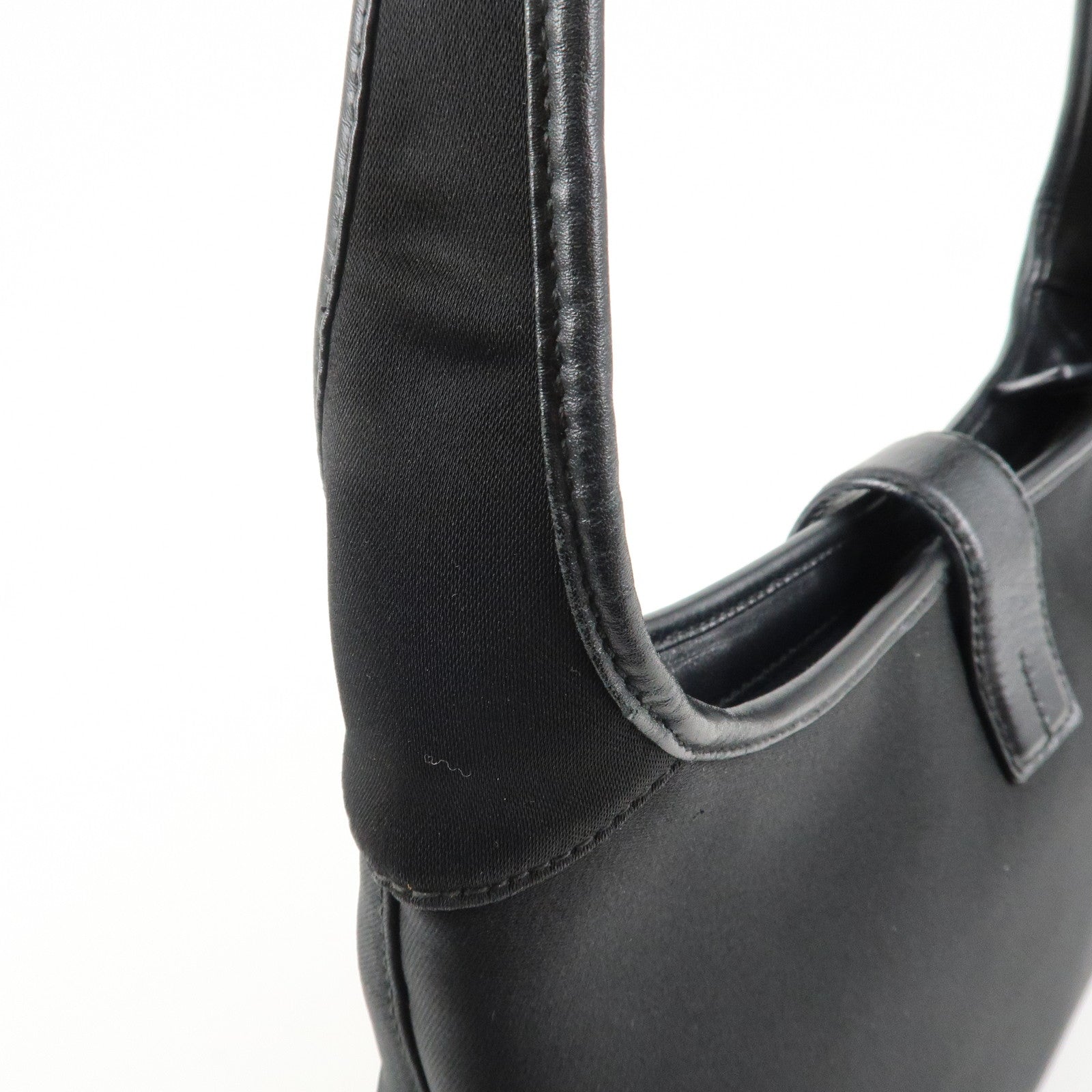 Ferragamo Nylon  Canvas One Shoulder Bag Black Silver Hardware Used