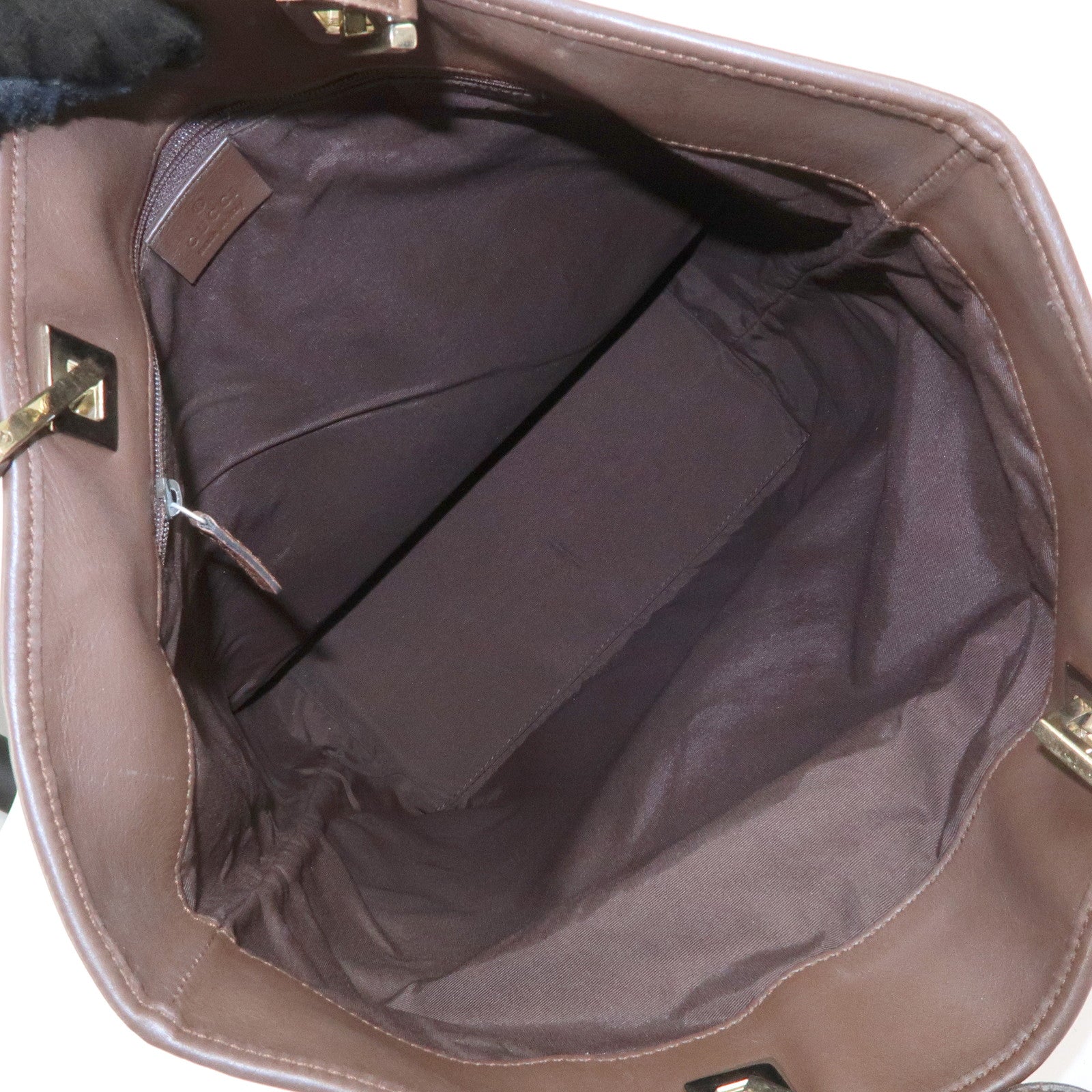 GUCCI GG Canvas Leather Tote Bag Shoulder Bag Brown 002・1098