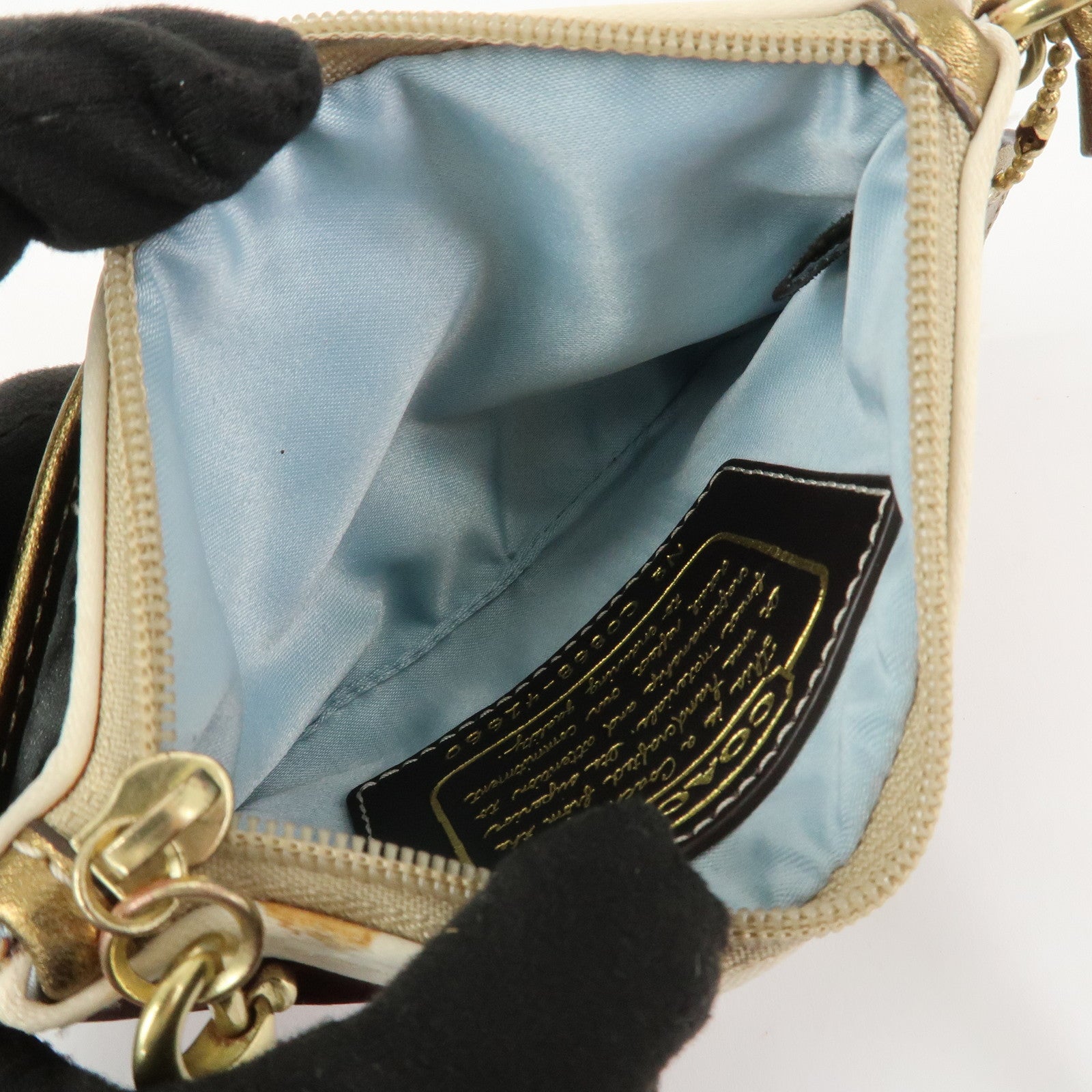 COACH Signature Set of 3 Silk Canvas Leather Hand Bag Pouch Pink