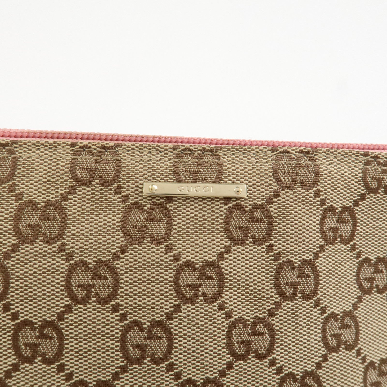 GUCCI Boat Bag GG Canvas Leather Hand Bag Beige Pink 07198