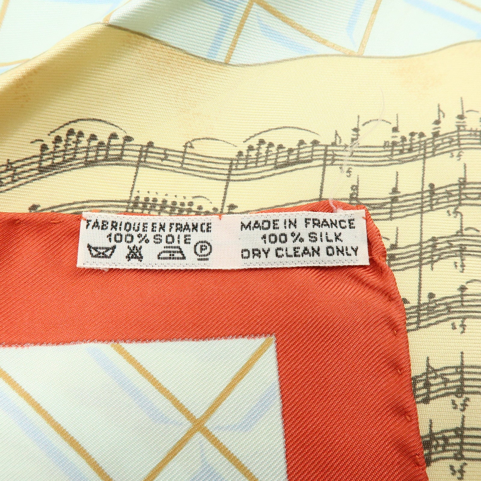 HERMES Carre 90 Silk 100% Scarf Wolfgang Amadeus Mozart Red Brown