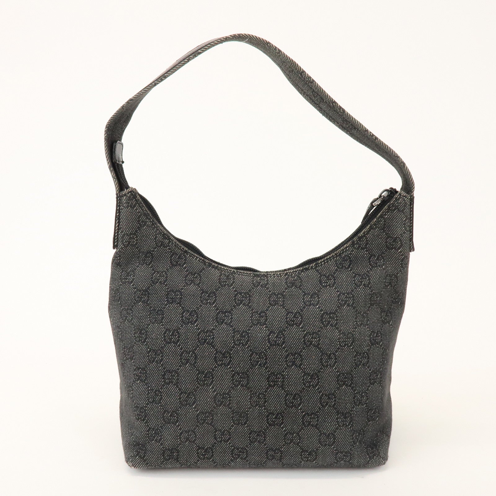 GUCCI GG Denim Leather Shoulder Bag Hand Bag Black 105649