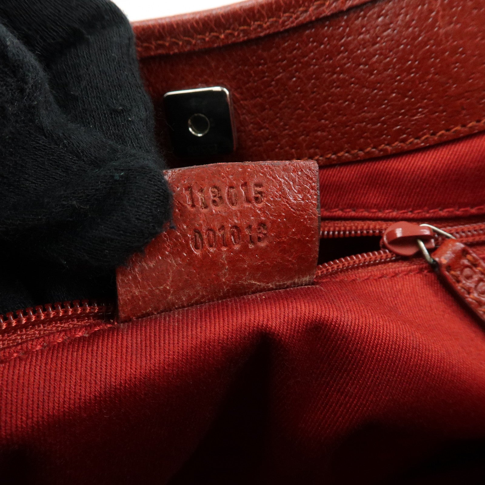 GUCCI GG Canvas Leather Tote Bag Hand Bag Red 113015