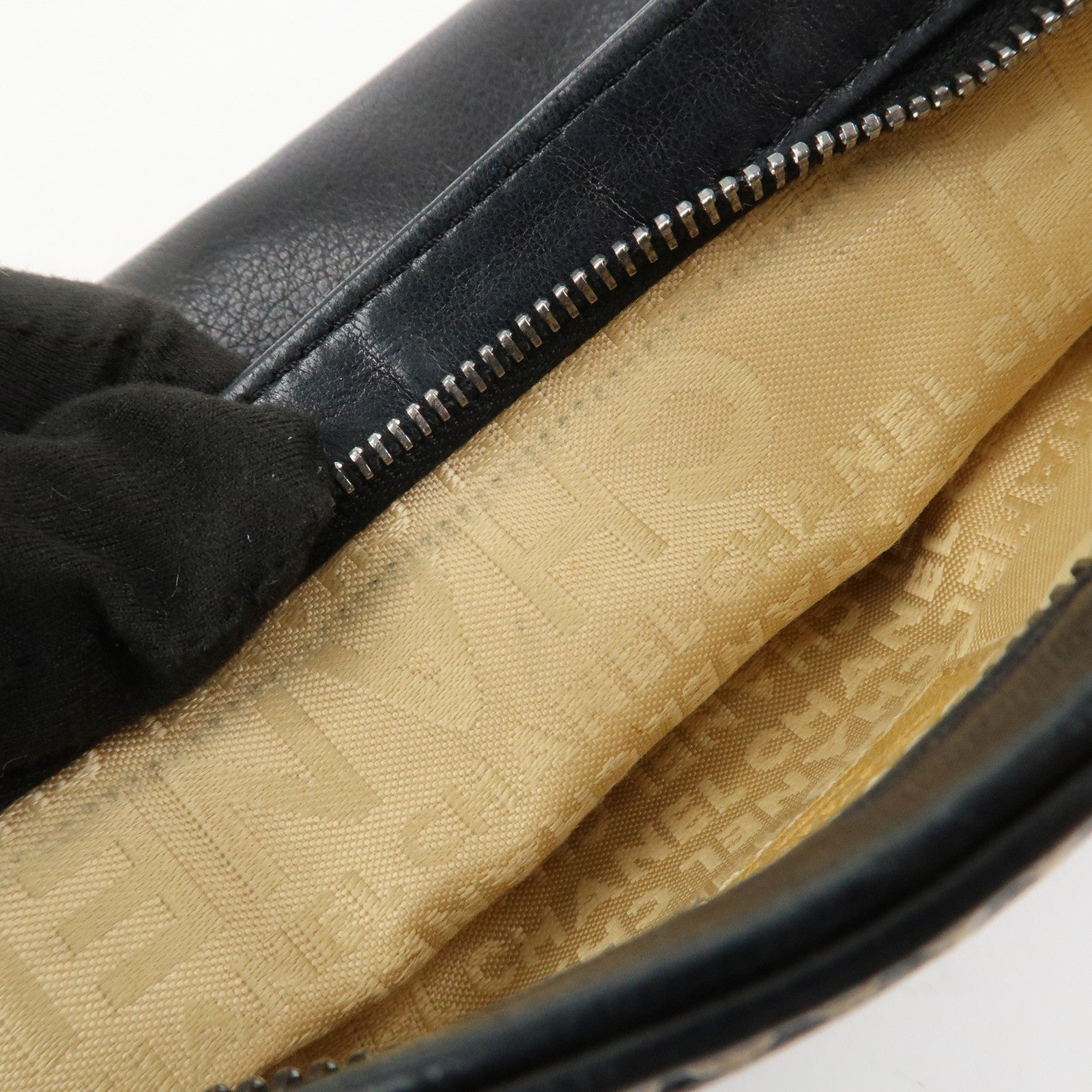 CHANEL Lambskin Chain Shoulder Bag Hand Bag Black Silver