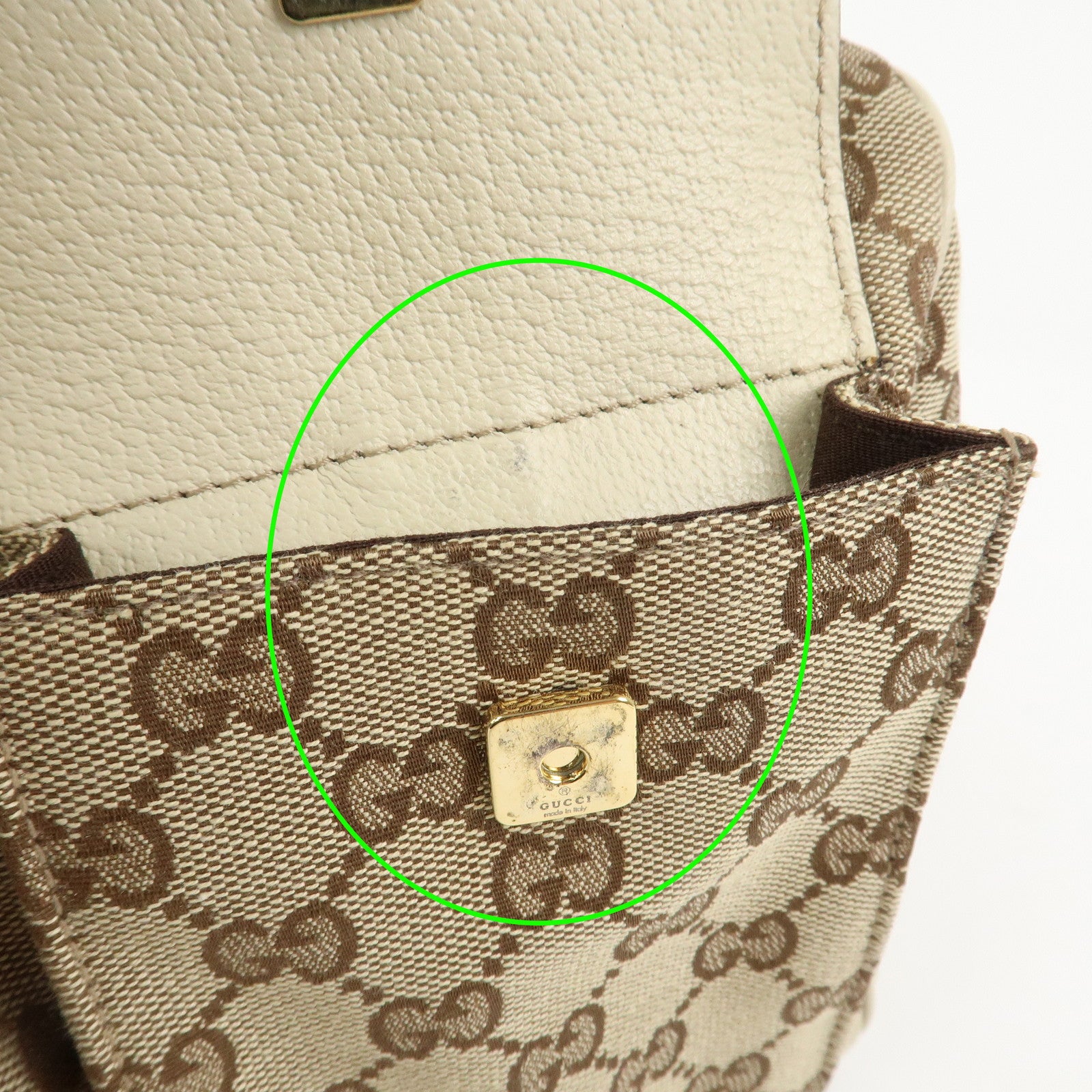 GUCCI GG Canvas Leather Mini Boston Bag Hand Bag Brown Ivory 153026