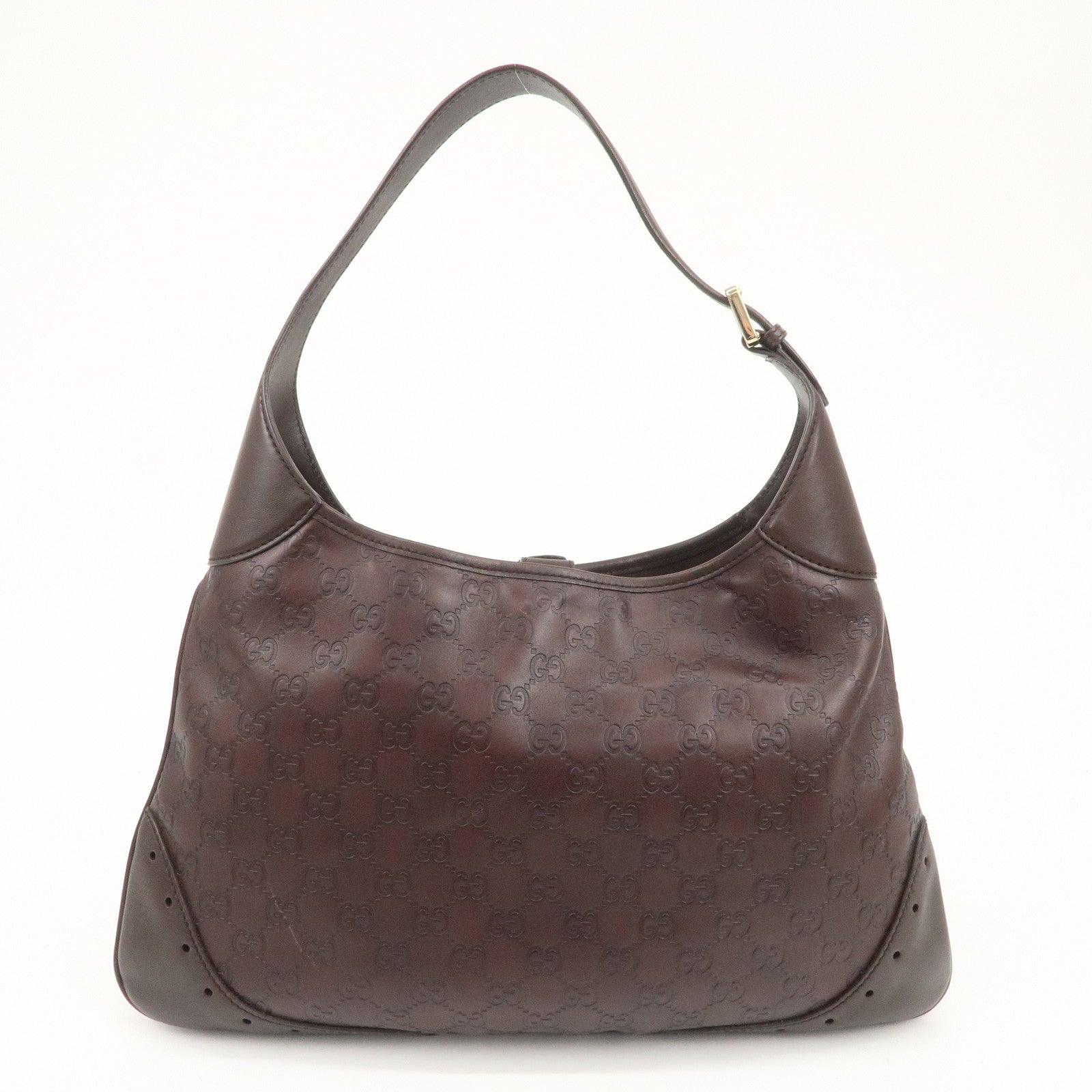 GUCCI Guccissima Leather Shoulder Bag Hand Bag Dark Brown 145781 Used