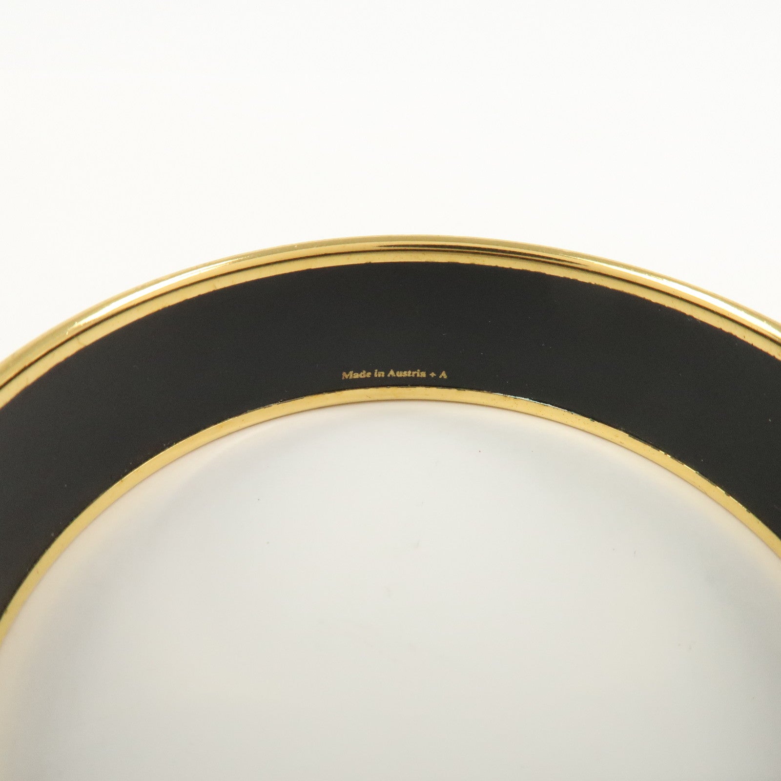 HERMES Email GM Gold Plated Bangle Bracelet Brown