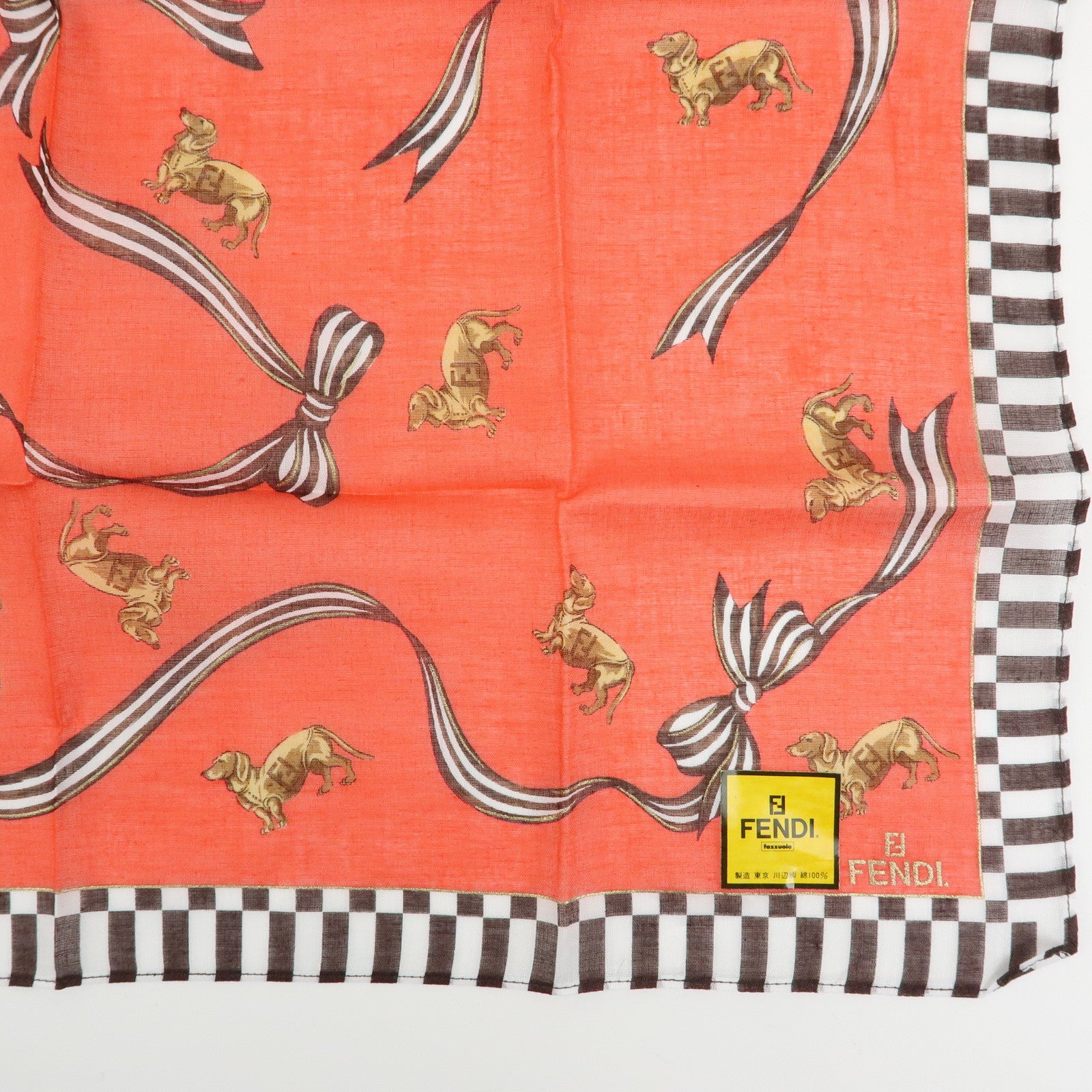 FENDI Set of 5 Cotton 100% Scarf Black Brown Navy Multicolor