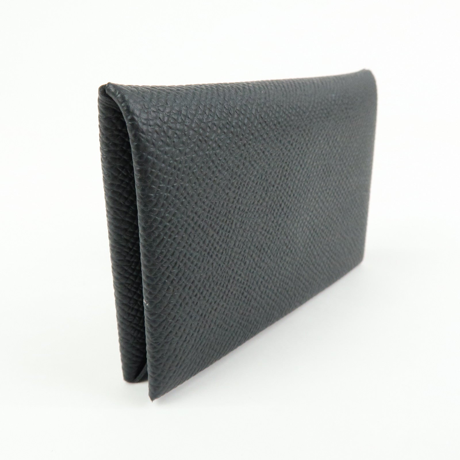 HERMES CALVI Duo Veau Epsom Card Case Card Holder W Stamped Black