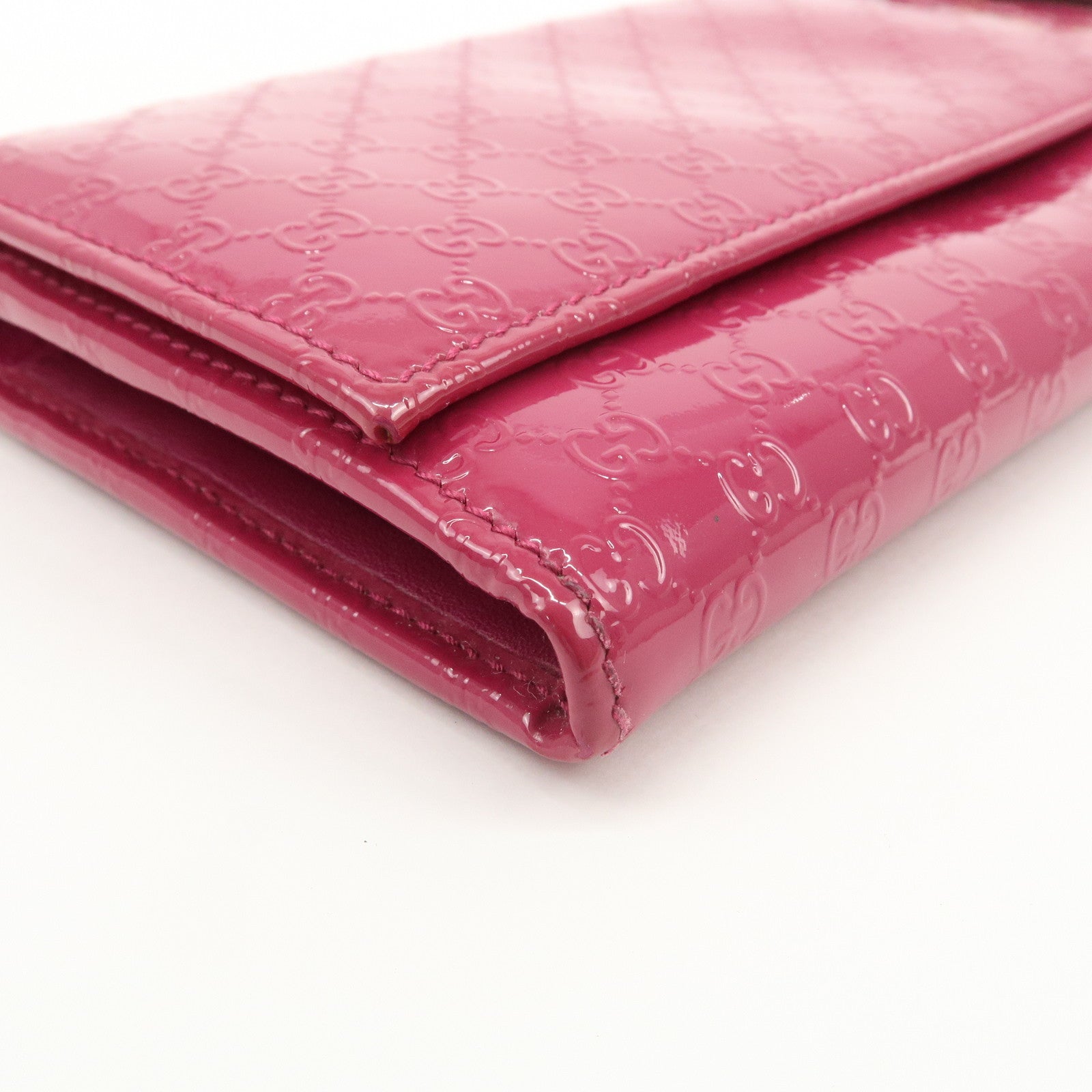 GUCCI Nice Micro Guccissima Patent Leather Long Wallet Pink 309760