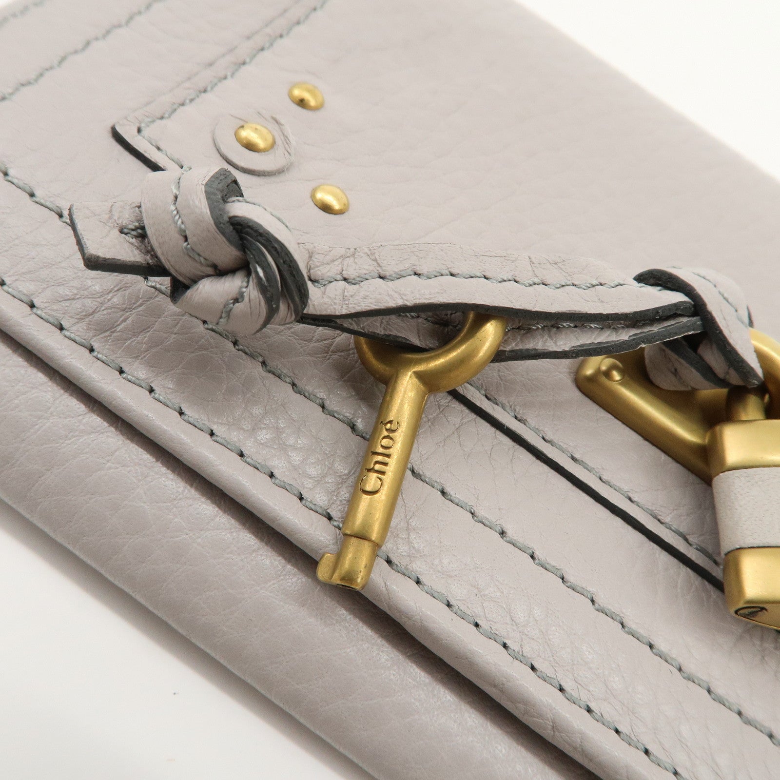 Chloe Paddington Leather Bi-fold Long Wallet Gray Used