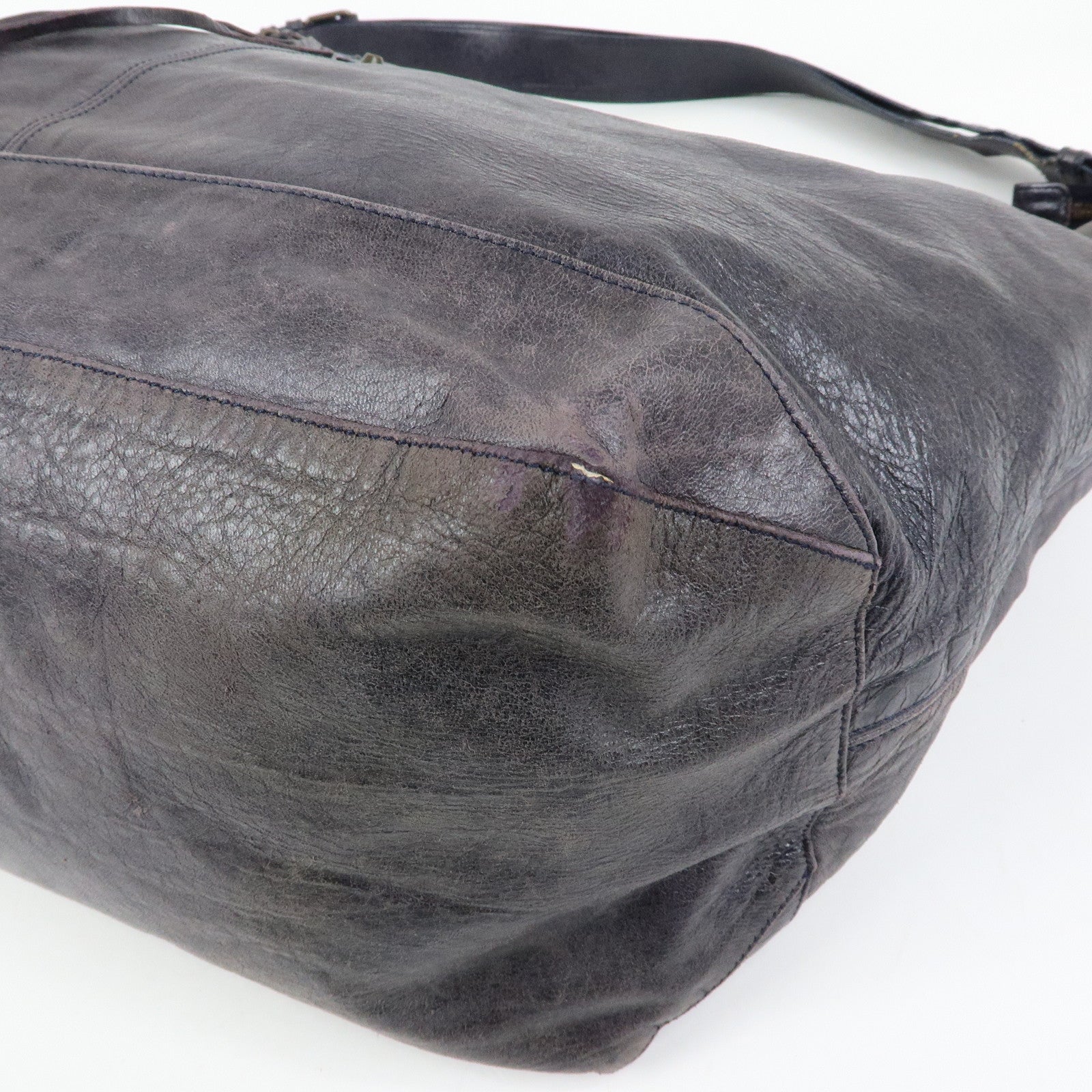 BALENCIAGA Classic Courier XL Leather Shoulder Bag Purple 159671