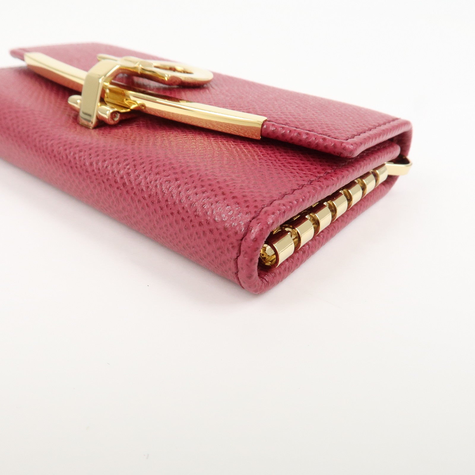 Ferragamo Gancini Leather 6 Ring Key Chain Key Case Red Gold