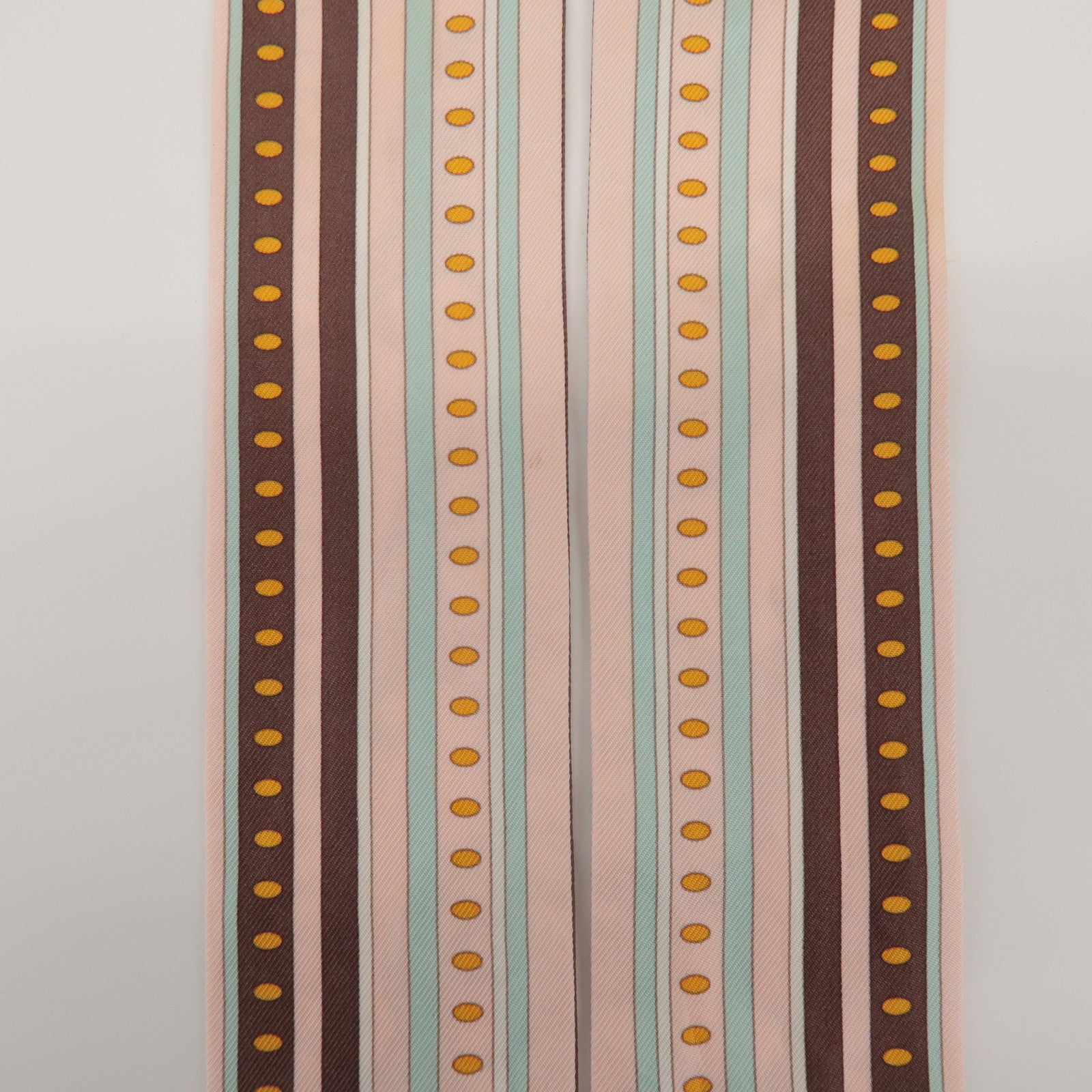 HERMES Twilly 100% Silk Scarf Sequence Pink Brown