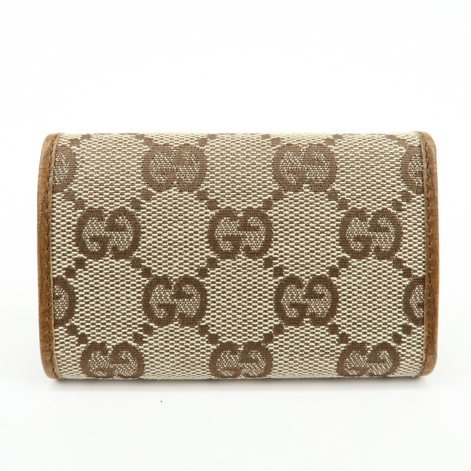 GUCCI Bamboo GG Canvas Leather 6 Ring Key Case Beige Brown 112552