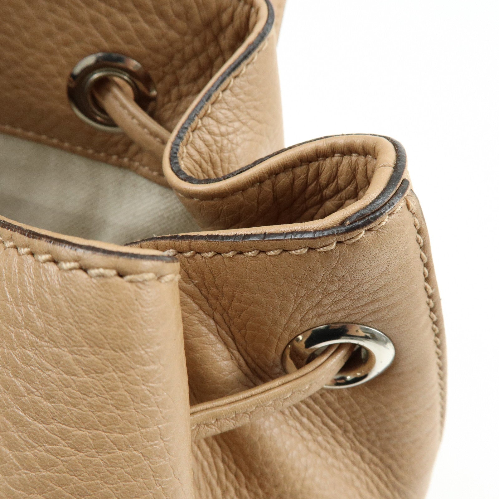 GUCCI Bamboo Leather Tassel Backpack Rucksack Pink Beige 370833