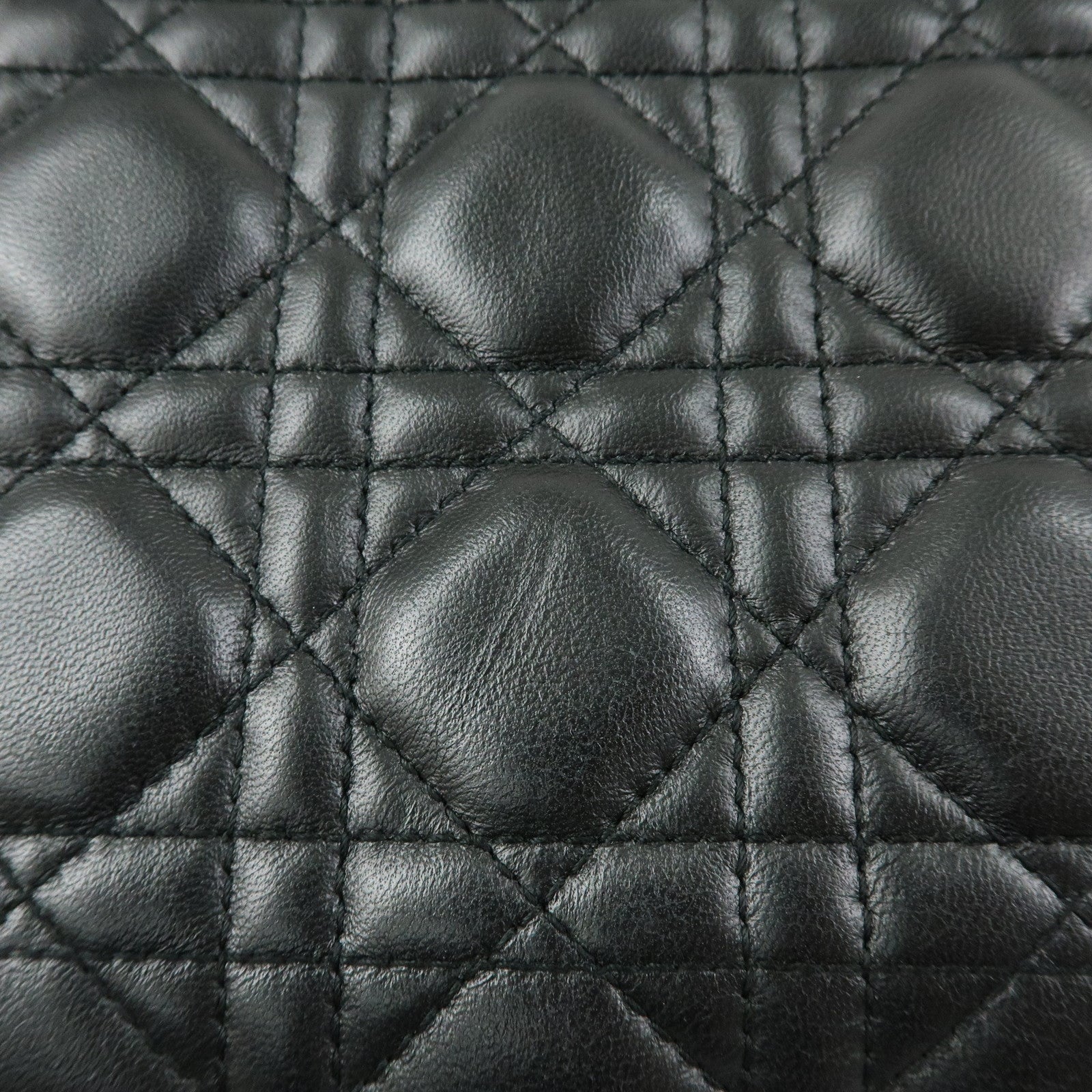 Christian Dior Lady Dior Canage Leather 2Way Bag Hand Bag Black