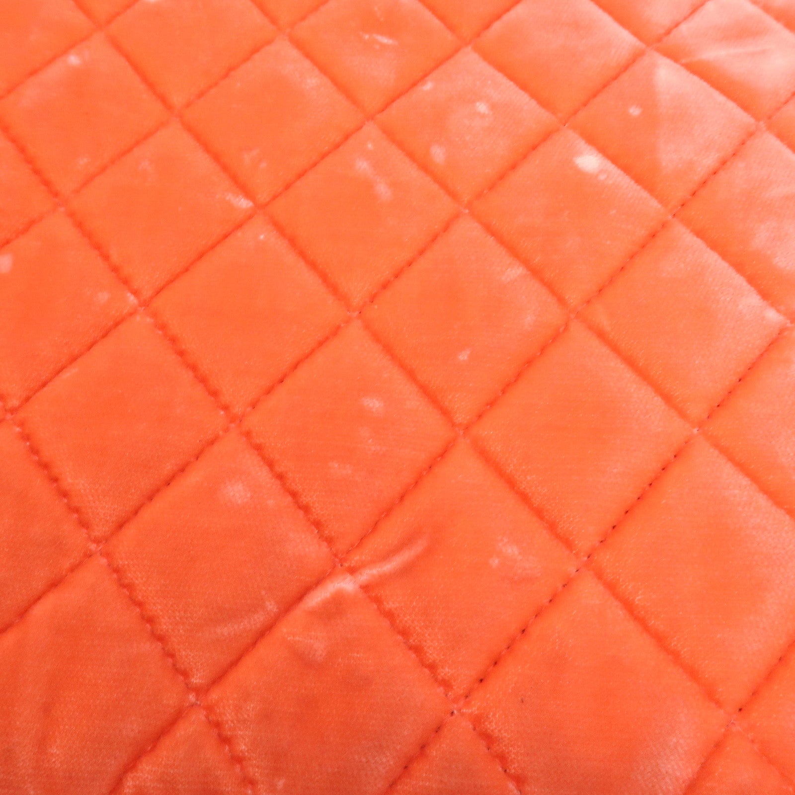 CHANEL COCO Mark Matelasse Velour Leather Clutch Bag Orange