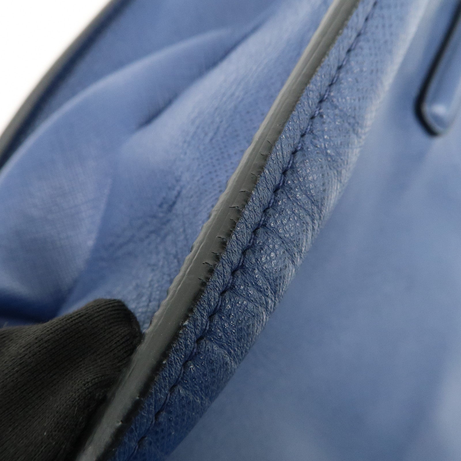 PRADA Triangle Logo Saffiano Leather 2Way Bag Hand Bag Navy