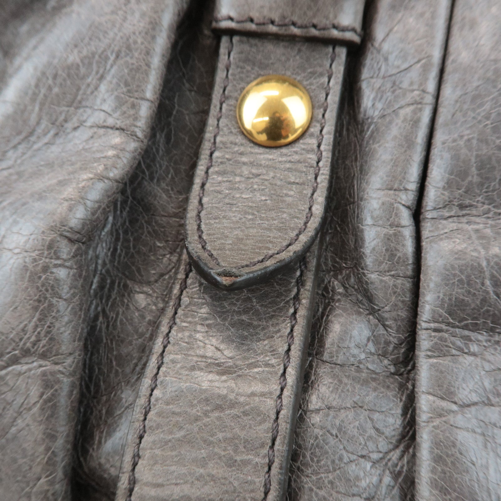MIU MIU Leather 2Way Shoulder Bag Hand Bag Gray RT0383 Used