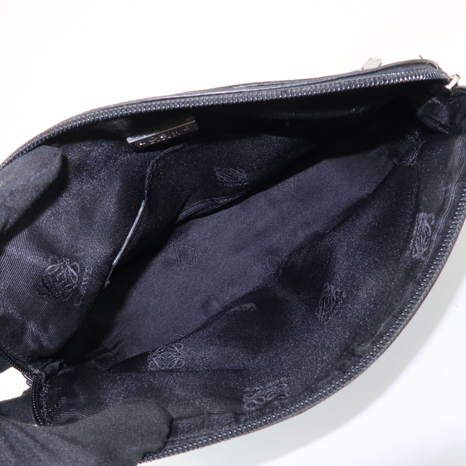 LOEWE Anagram Logo Leather Clutch Bag Black