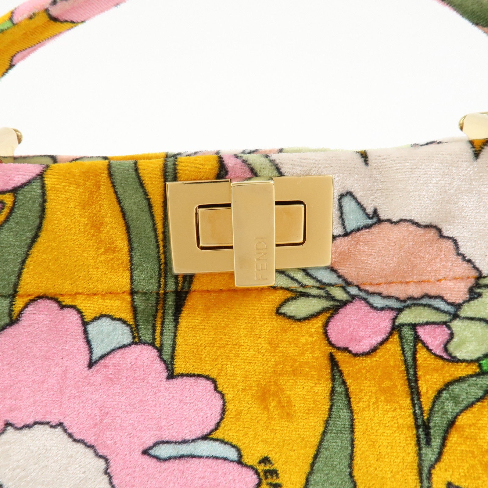 FENDI Peekaboo Small Velour 2Way Shoulder Bag Hand Bag BN244