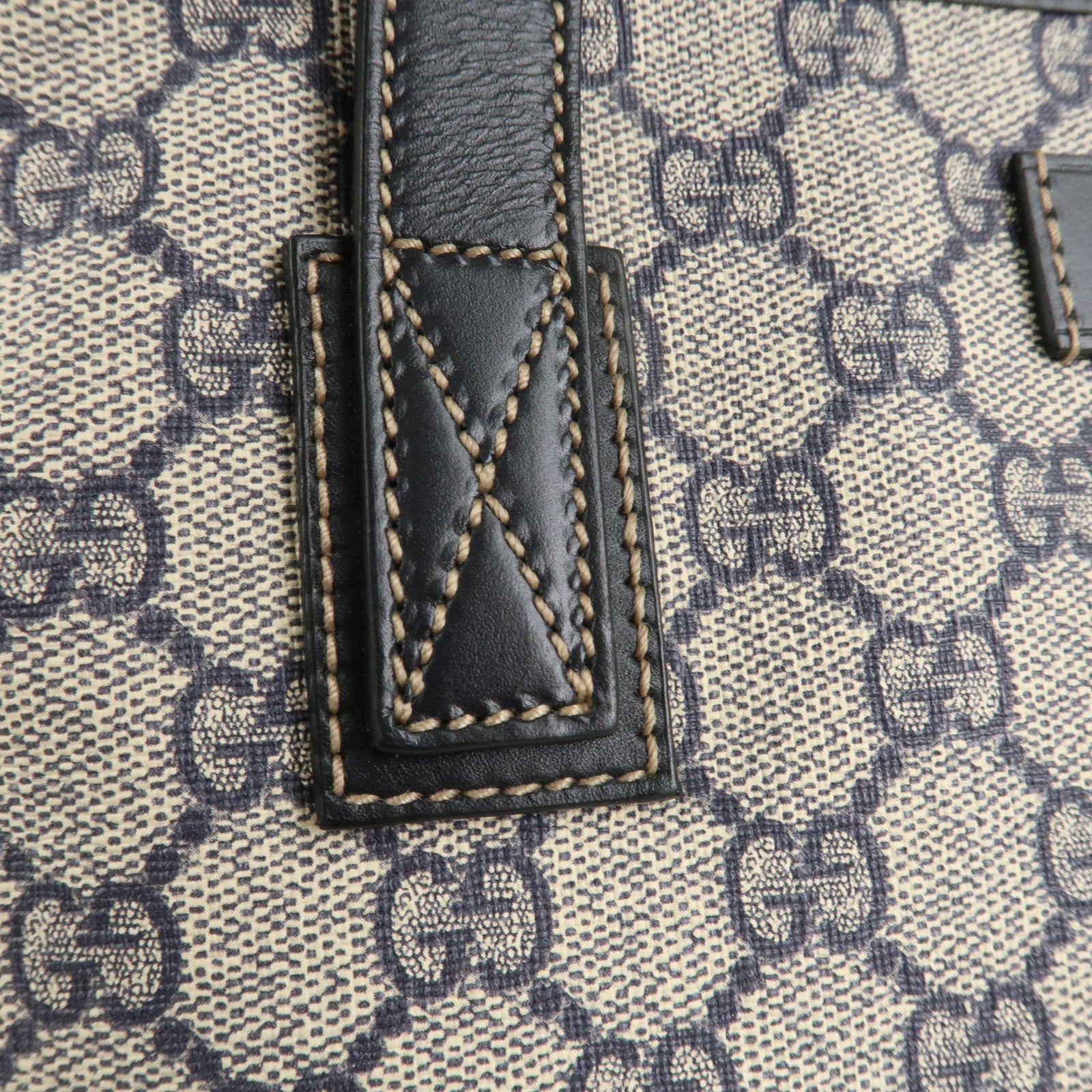 GUCCI GG Supreme PVC Leather Tote Bag Hand Bag Beige Black 211138