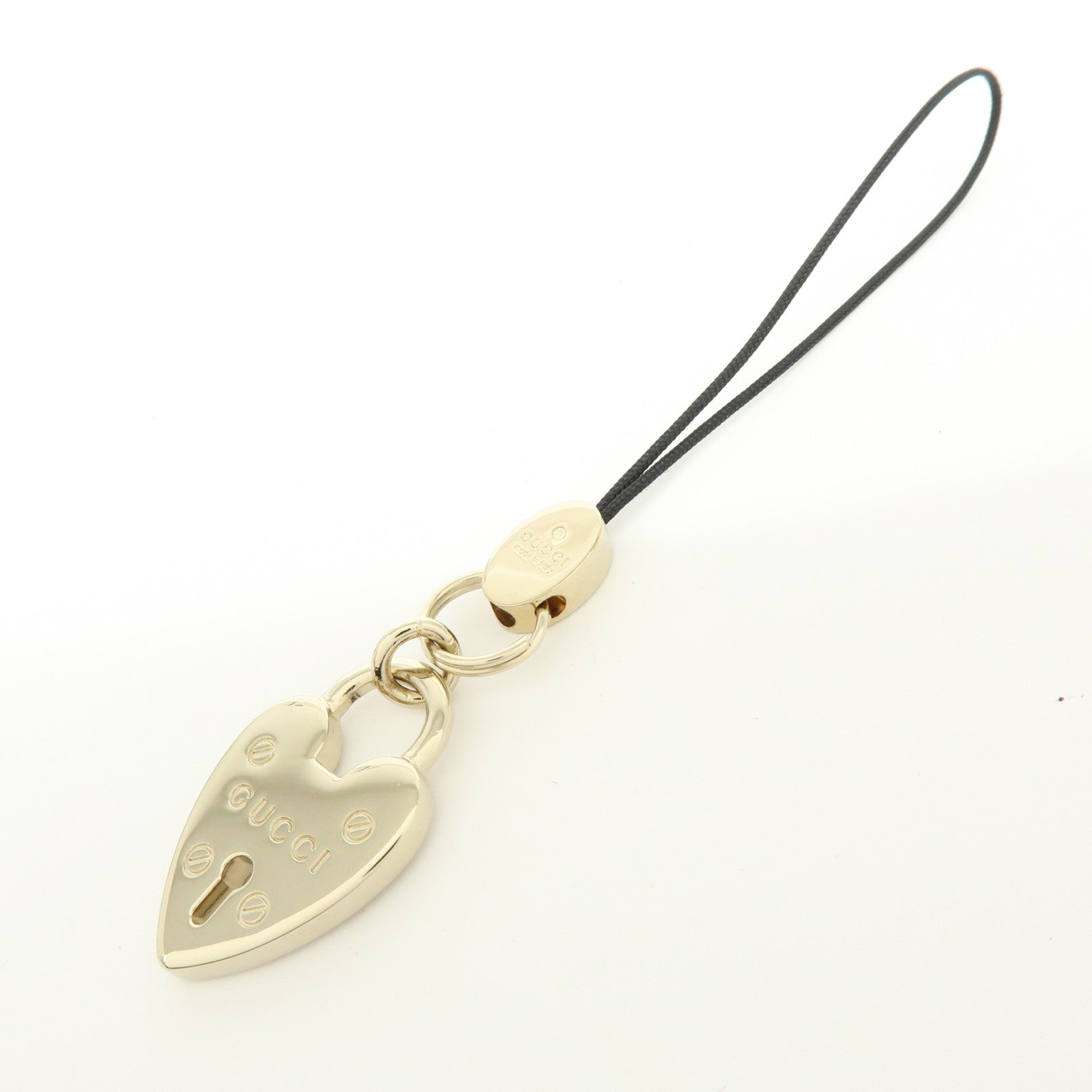 GUCCI Set of 2 Metal Bag Charm Key Chain Green Gold 138248