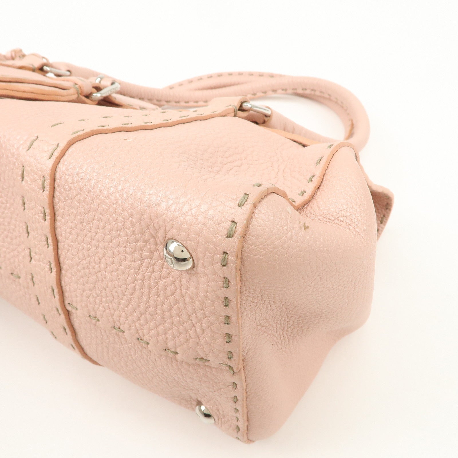 FENDI Seleria Linda Leather Shoulder Bag Hand Bag Pink 8BR442