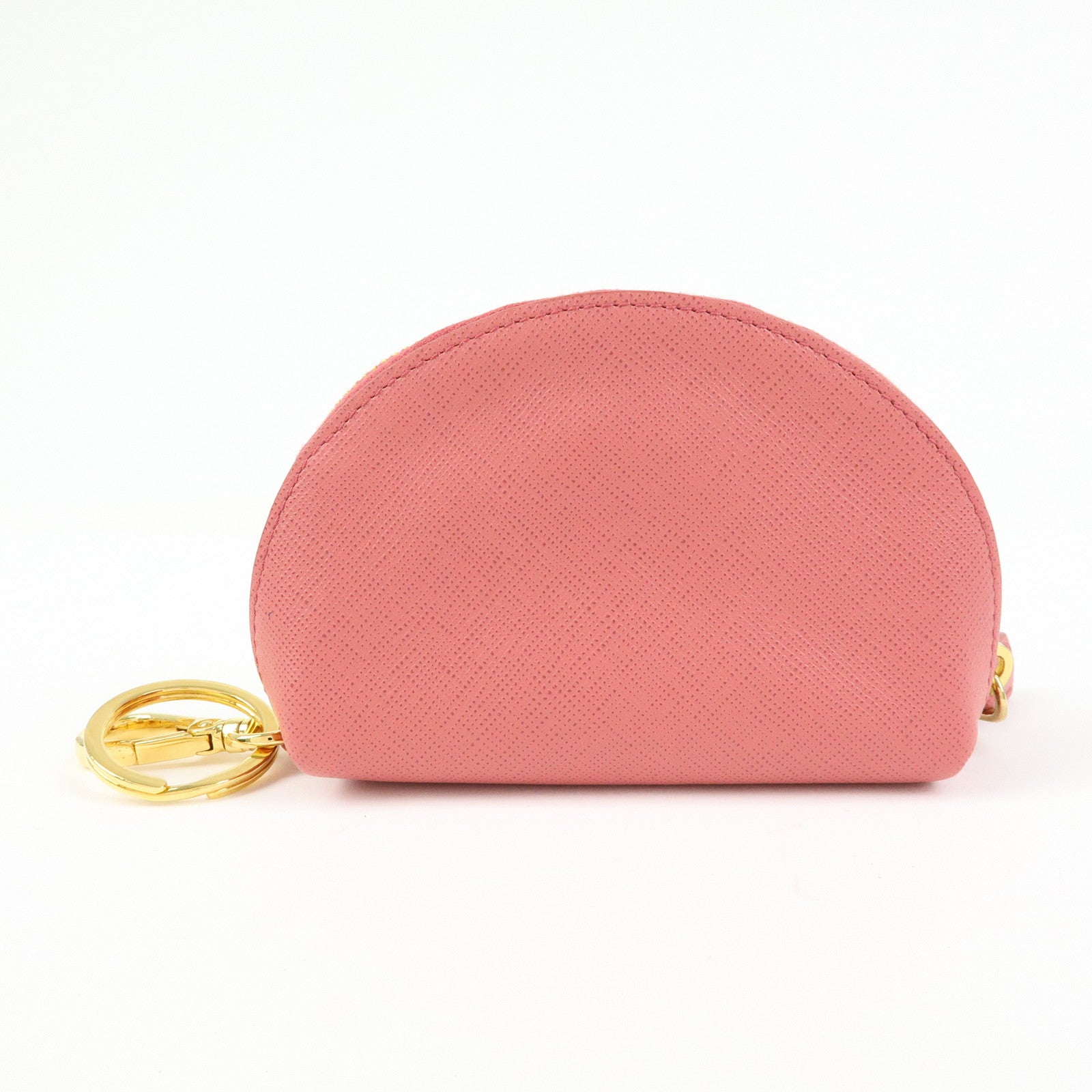 PRADA Saffiano Leather Bag Charm Accessory Pouch Pink 1M1218