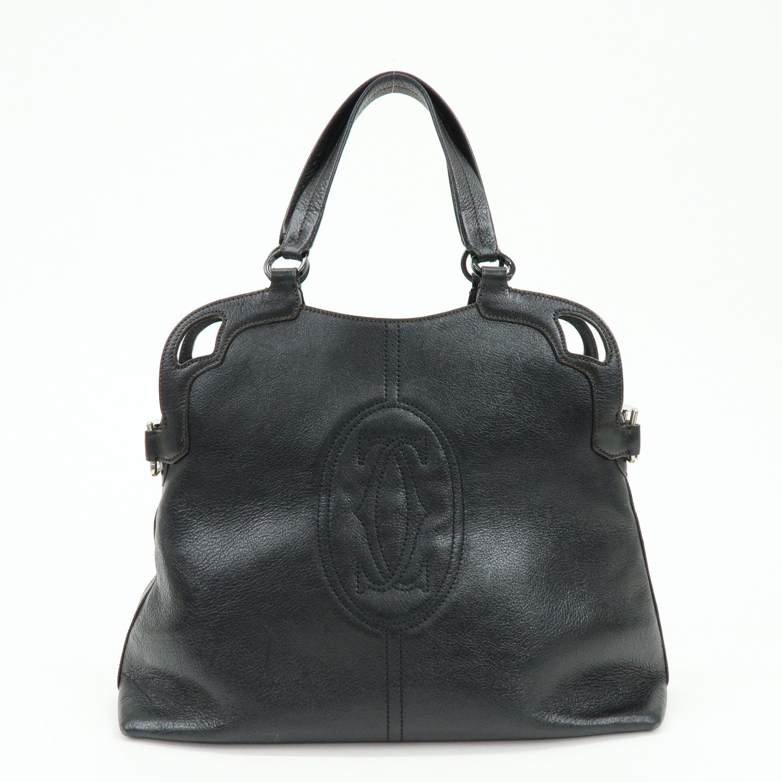 Cartier Marcello de Cartier Leather 2Way Shoulder Hand Bag Black