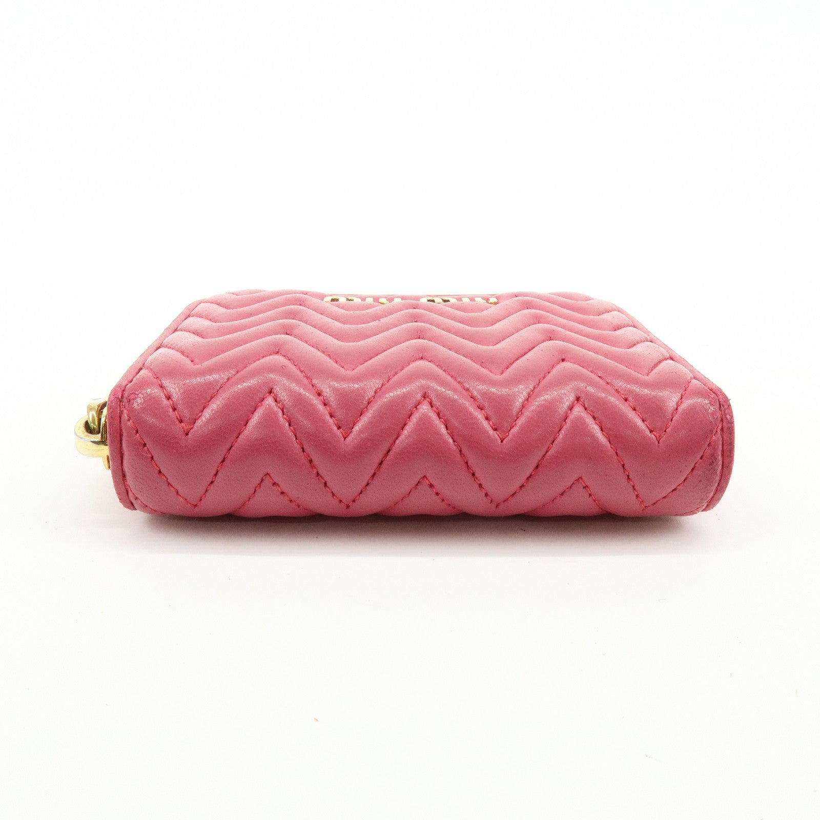 MIU MIU Logo Nappa Leather Coin Case Coin Purse Pink 5MM268