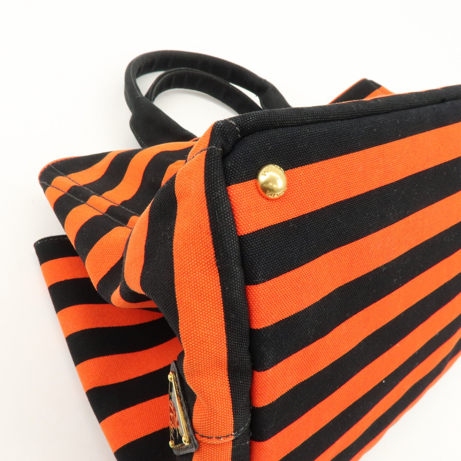 PRADA Triangle Logo Canapa Large Canvas Tote Bag Orange B1872B