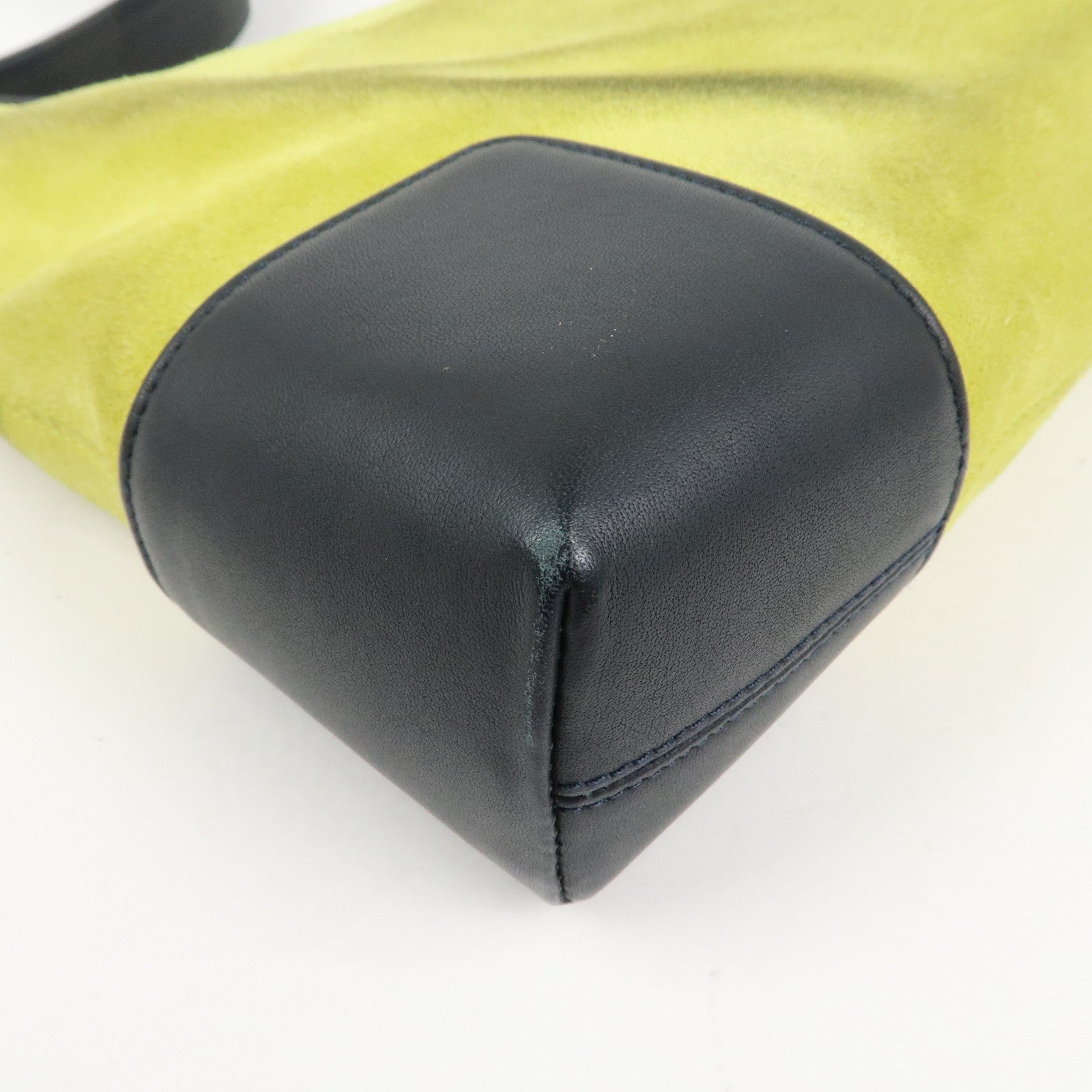 LOEWE Anagram Suede Leather Shoulder Bag Hand Bag Light Green Navy