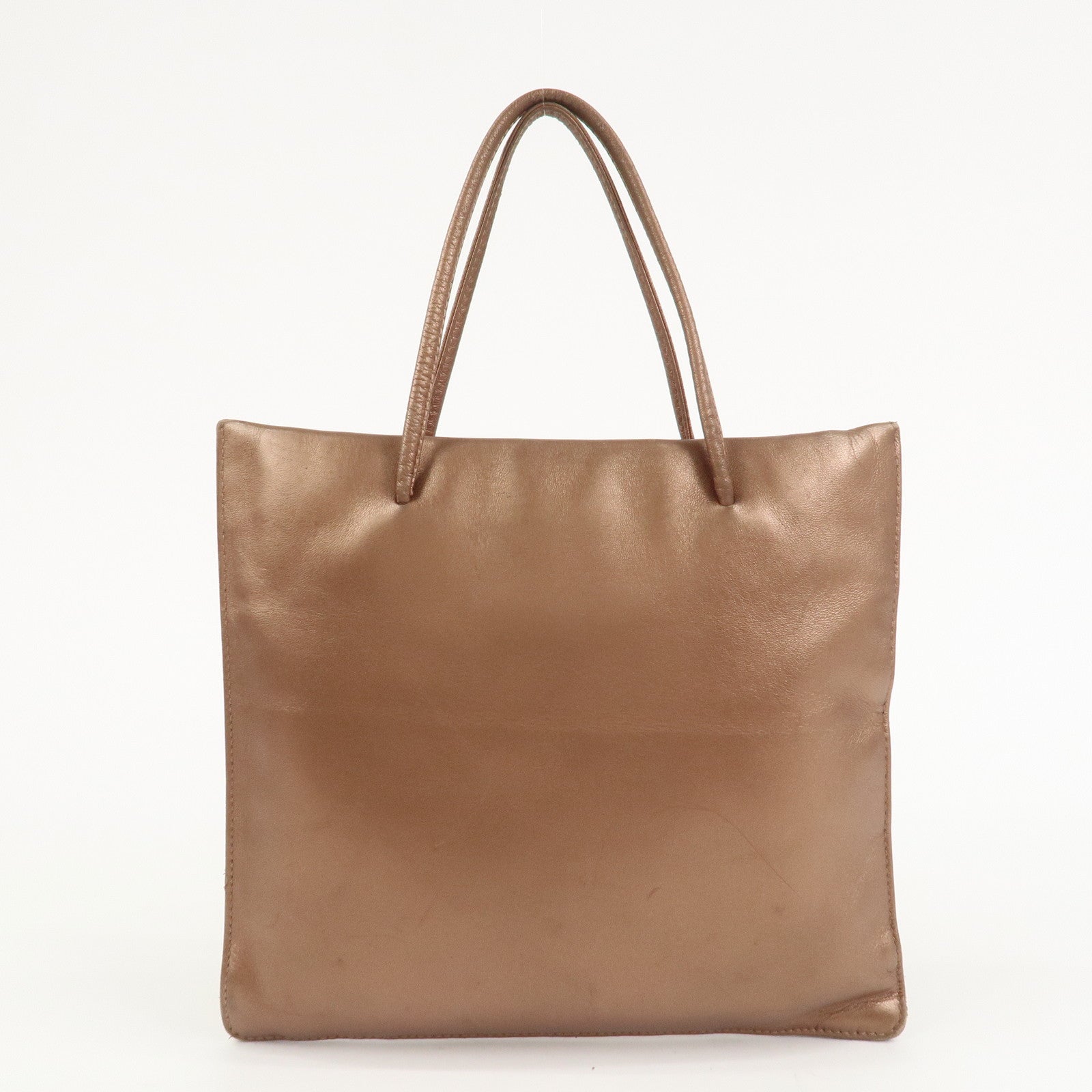LOEWE Logo Leather Hand Bag Tote Bag Metallic Brown