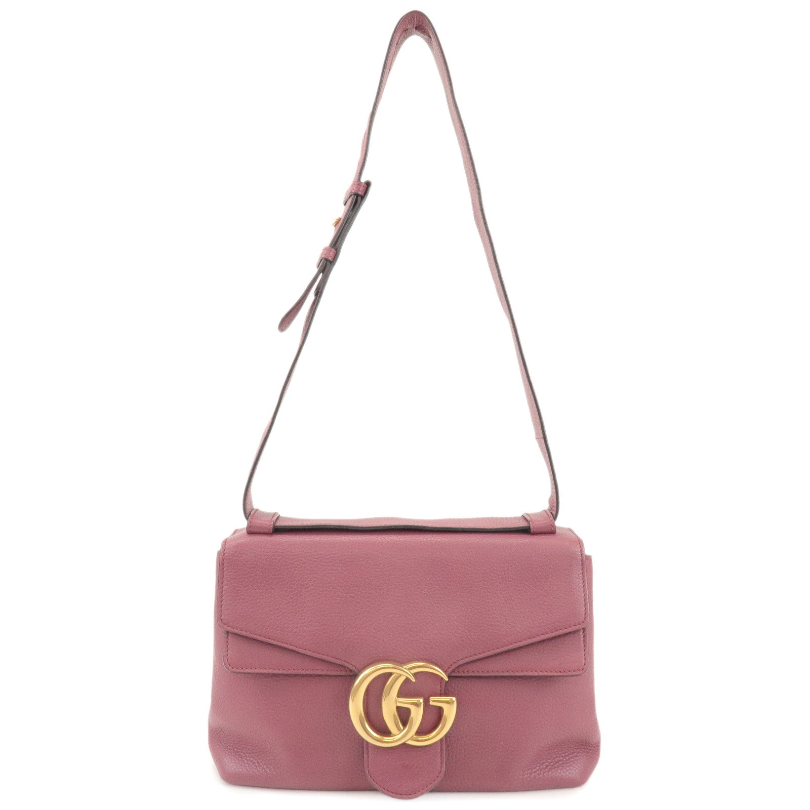 GUCCI GG Marmont Leather Shoulder Bag Rose Pink 401173