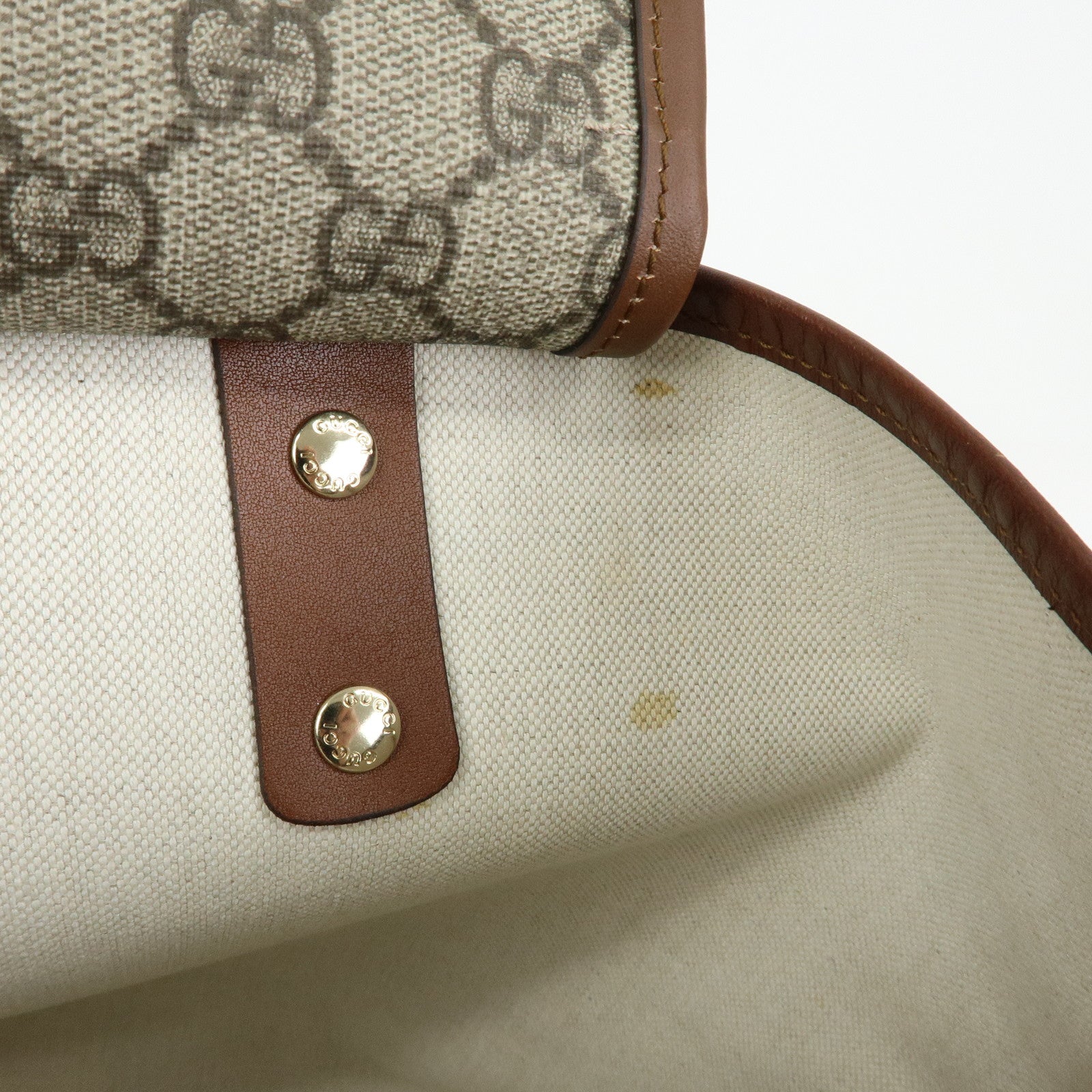 GUCCI GG Supreme Leather Sherry Tote Bag Beige Brown 211134