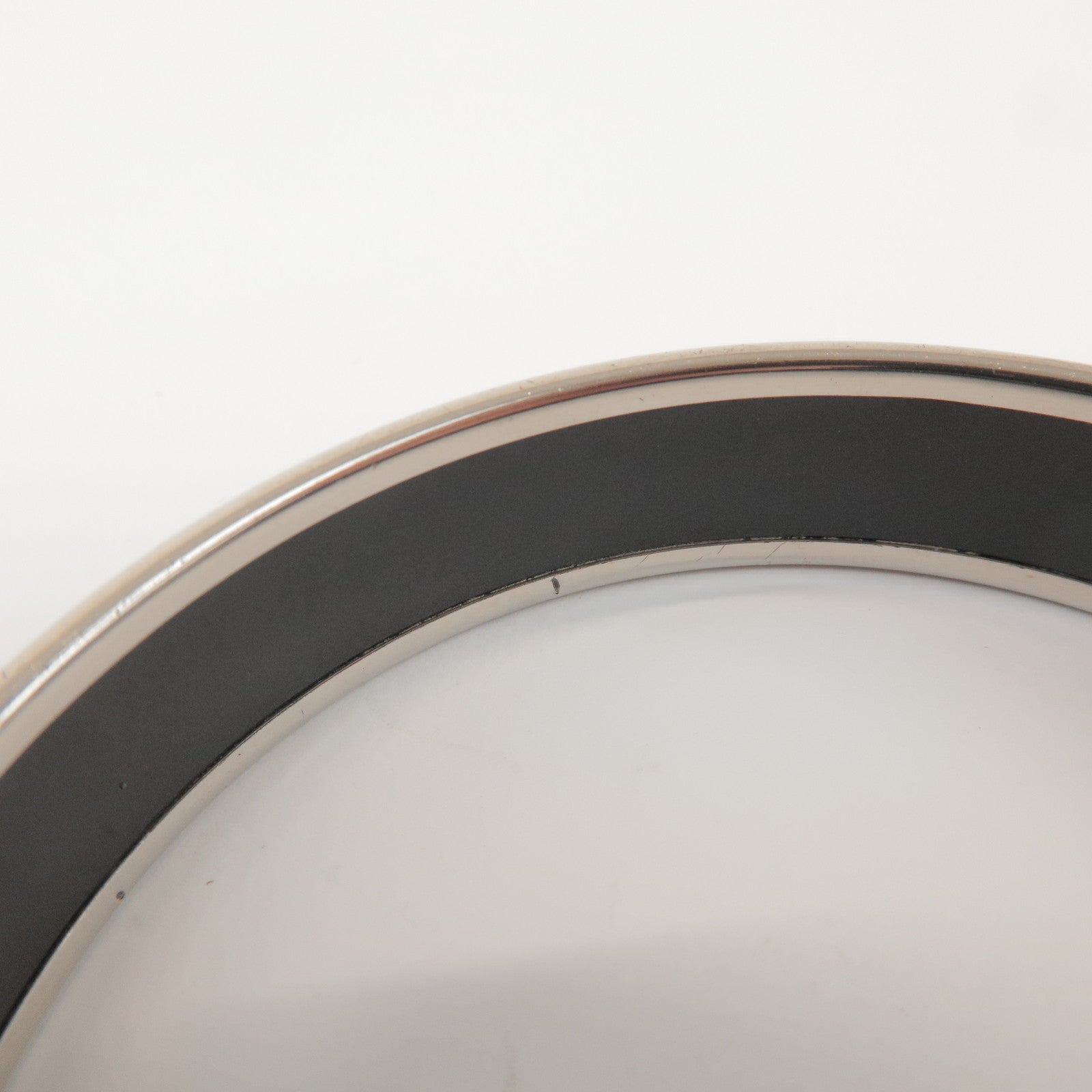 HERMES Email MM Bangle Plated Bracelet Ivory Silver