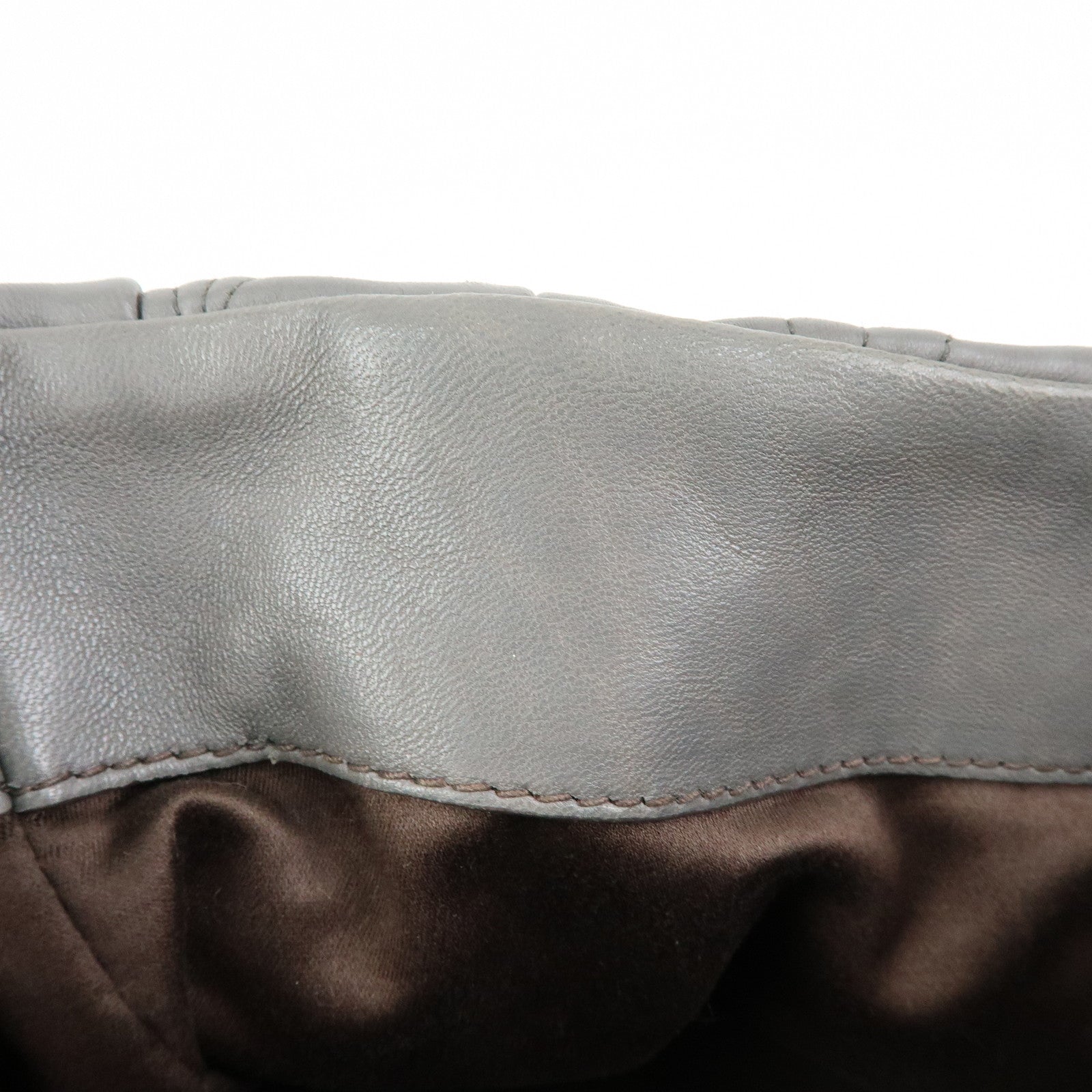 MIU MIU Matelasse Nappa Leather Hand Bag Gray RN0473