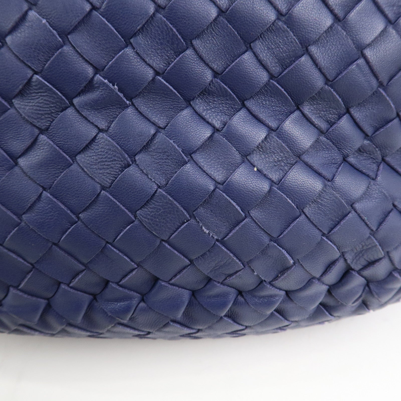 BOTTEGA VENETA Intrecciato Leather Shoulder Bag Navy 255690