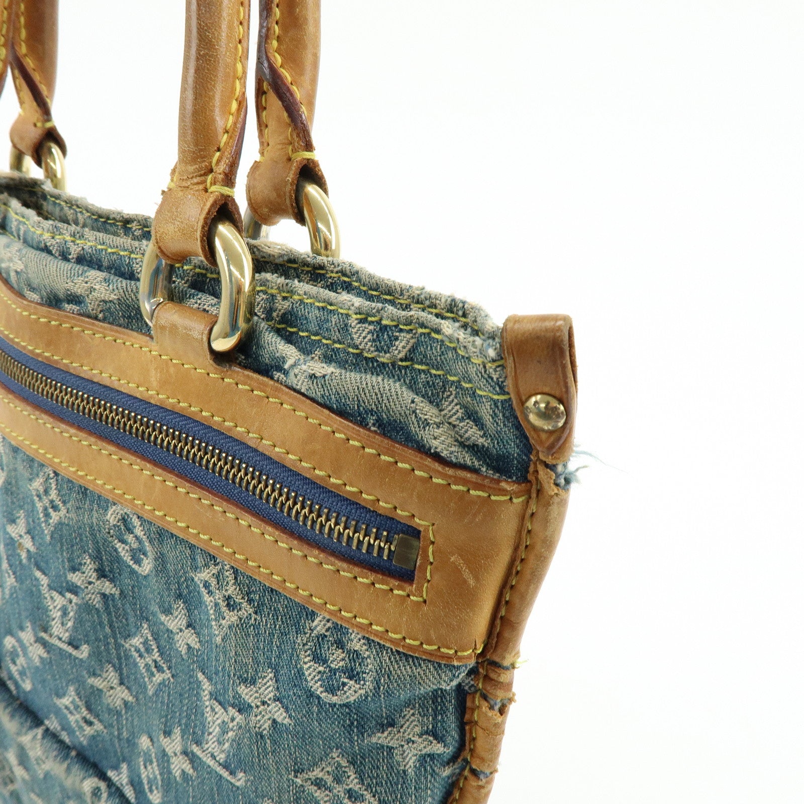 Louis Vuitton Monogram Denim Flat Shopper Tote Bag Blue M95018