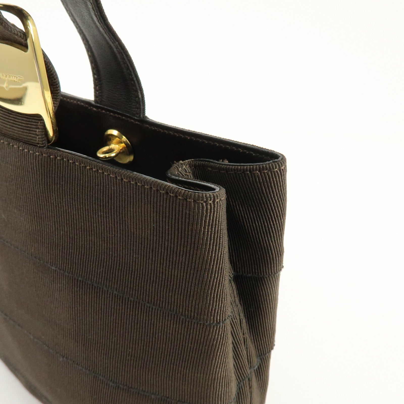 Ferragamo Canvas Leather Hand Bag Brown