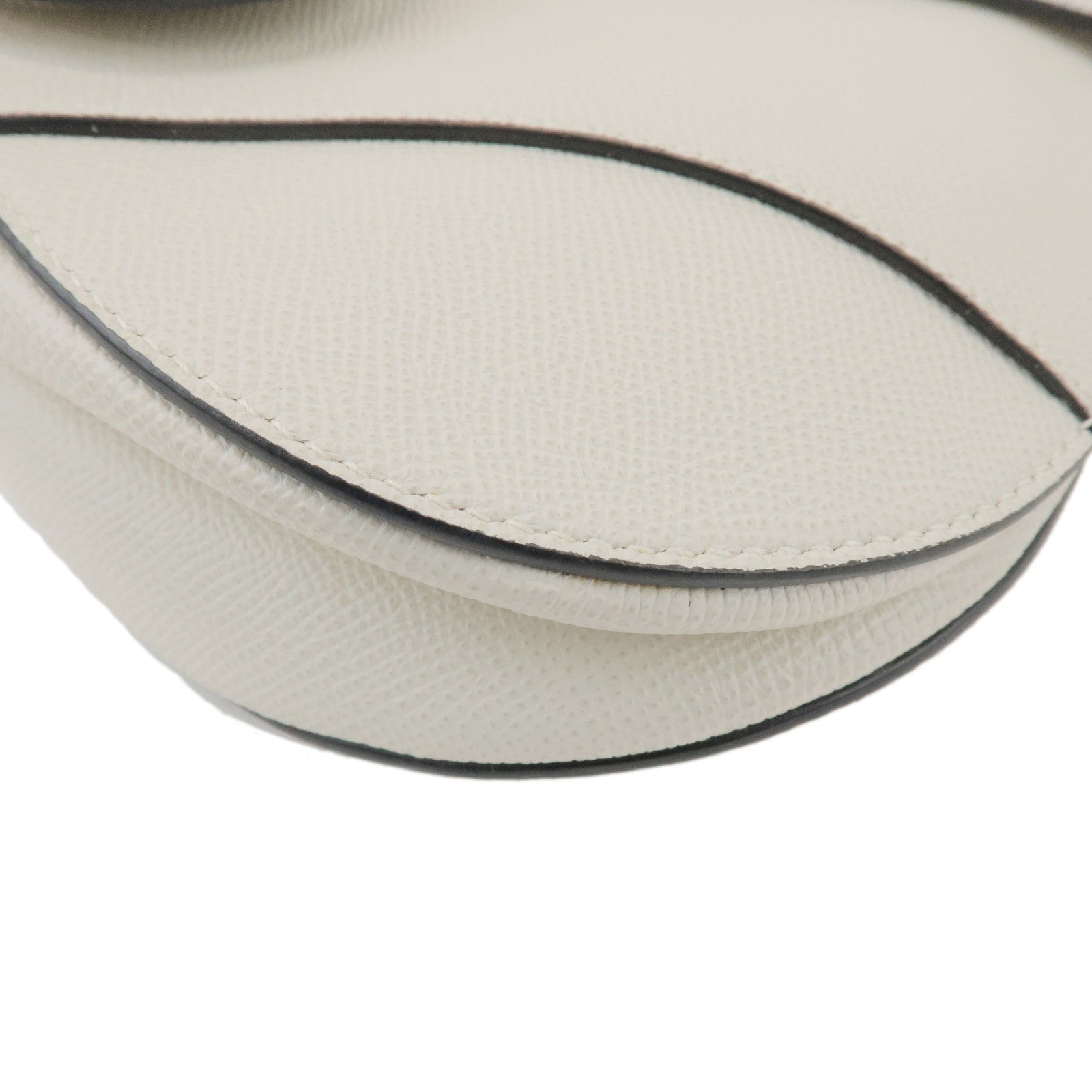 Christian Dior Leather Saddle Bag Hand Bag Shoulder Bag White