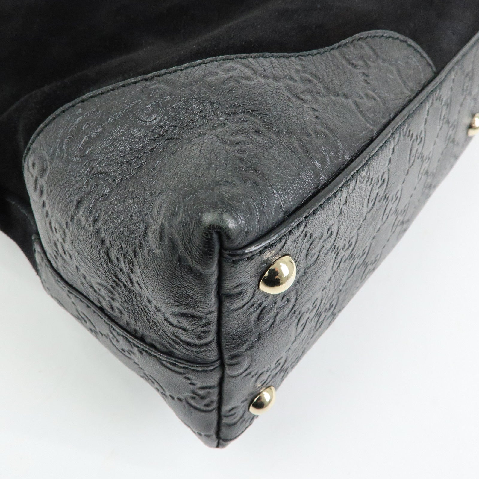 GUCCI Guccissima Leather Suede Hand Bag Shoulder Bag Black 295530