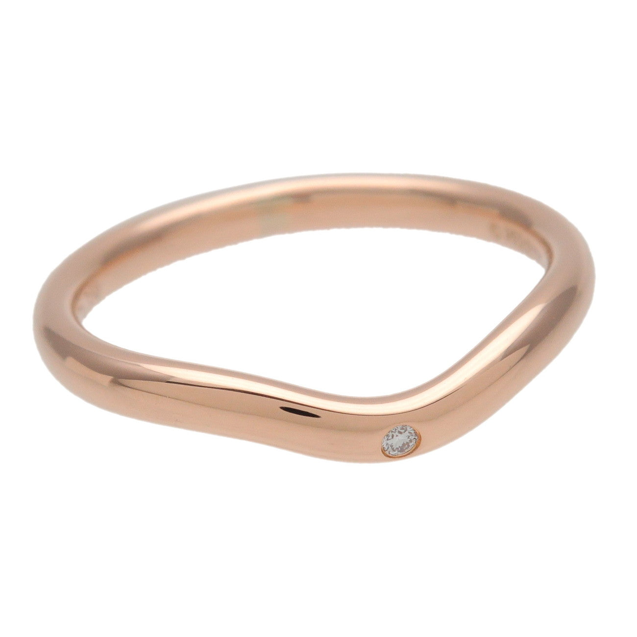 Tiffany & Co Curved Band 1P Diamond Ring 750PG Rose Gold US5.5 EU50